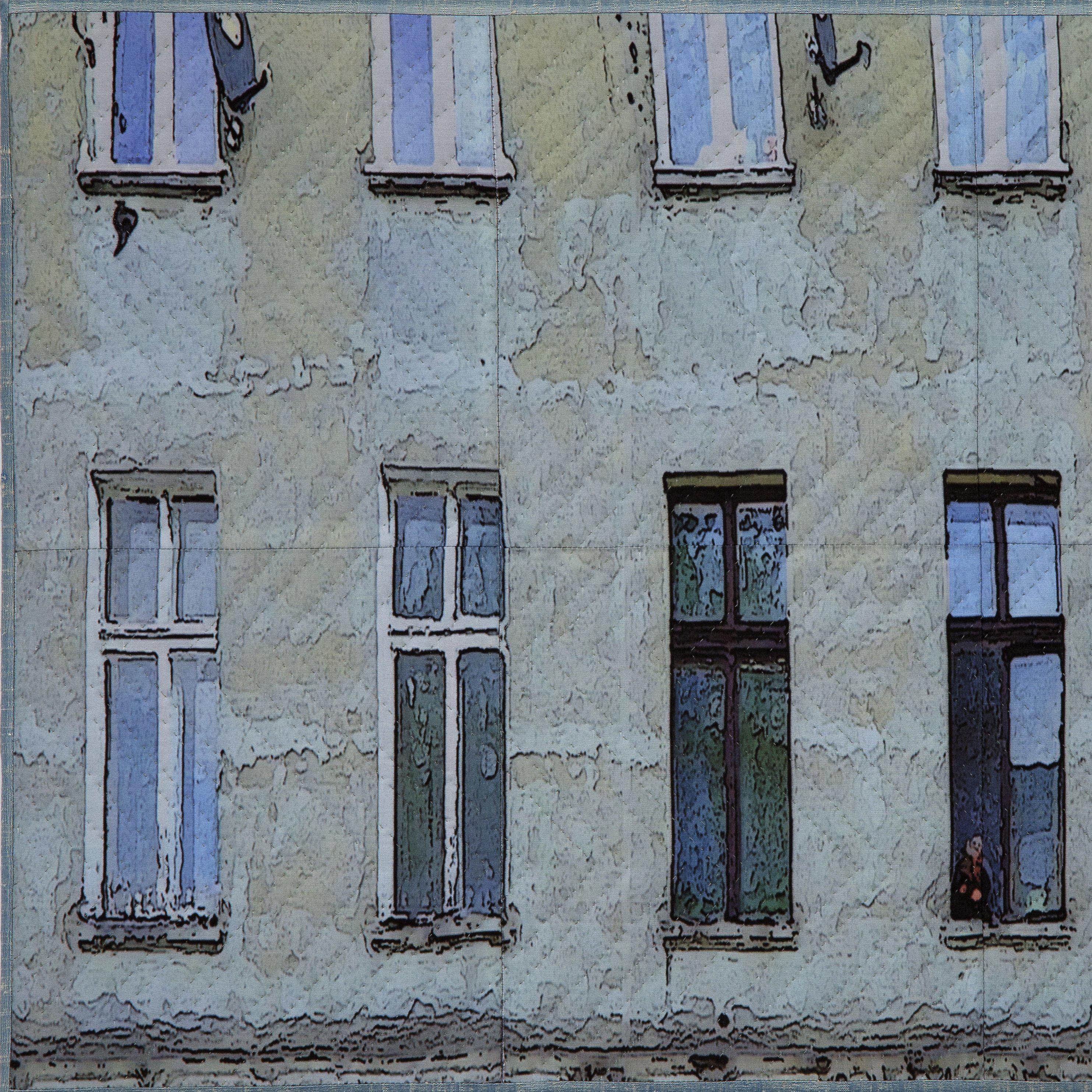 Lodz Windows 1319, Mischtechnik auf Leinwand (Zeitgenössisch), Mixed Media Art, von Marilyn Henrion