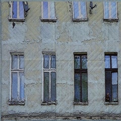 Lodz Windows 1319, Mixed Media on Canvas