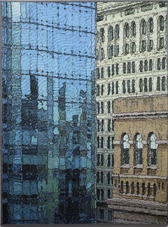 New York Windows 1324, Mixed Media on Canvas