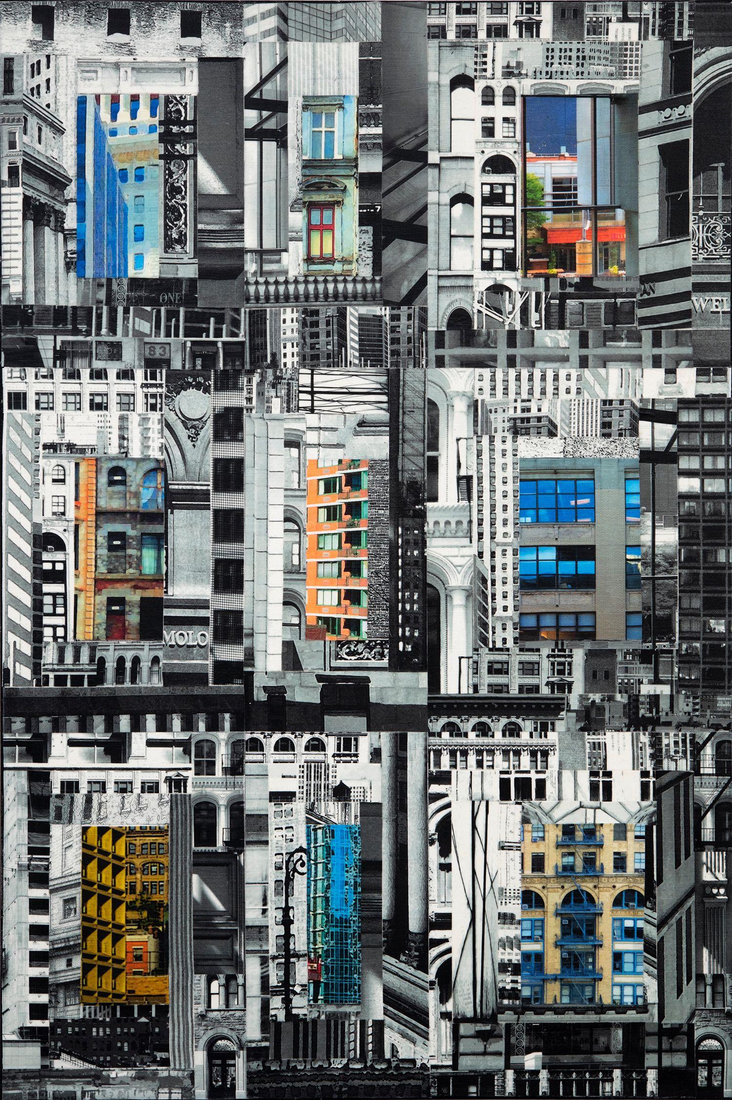 Patchwork City 26, Mixed Media on Canvas - Mixed Media Art by Marilyn Henrion
