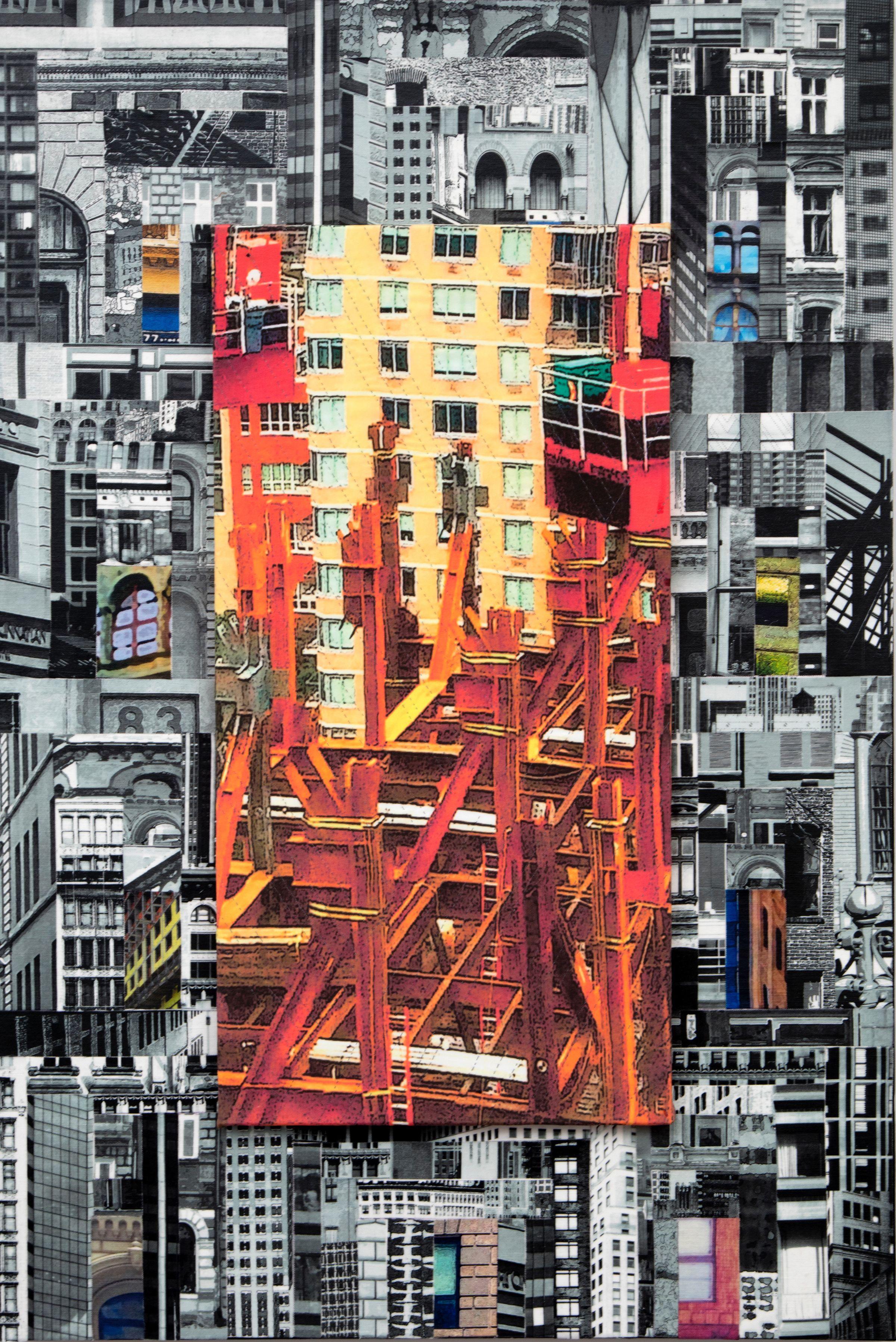 Patchwork City 27, Mixed Media on Canvas - Mixed Media Art by Marilyn Henrion