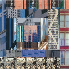 Patchwork City 3, Mixed Media on Wood Panel