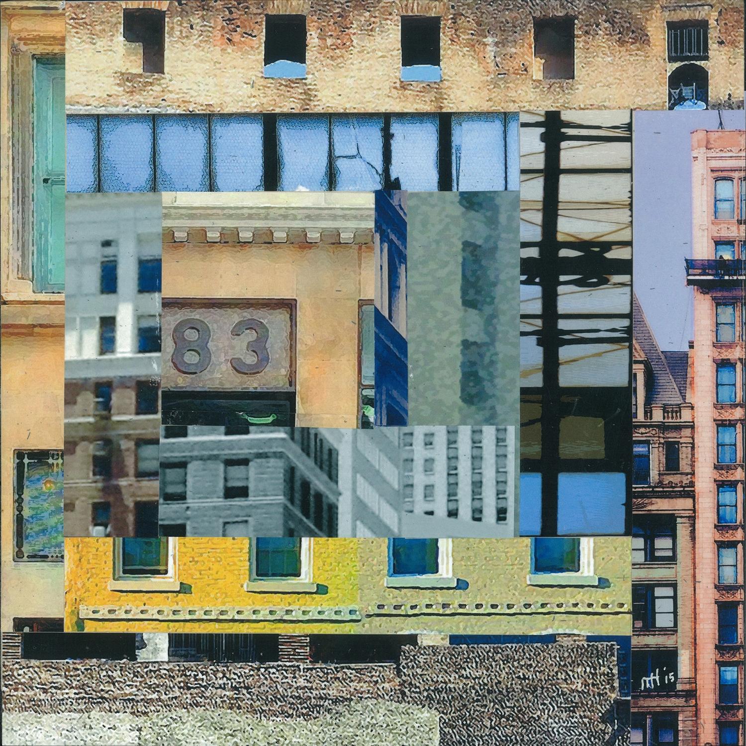 Patchwork City 5, Mixed Media on Wood Panel - Mixed Media Art by Marilyn Henrion