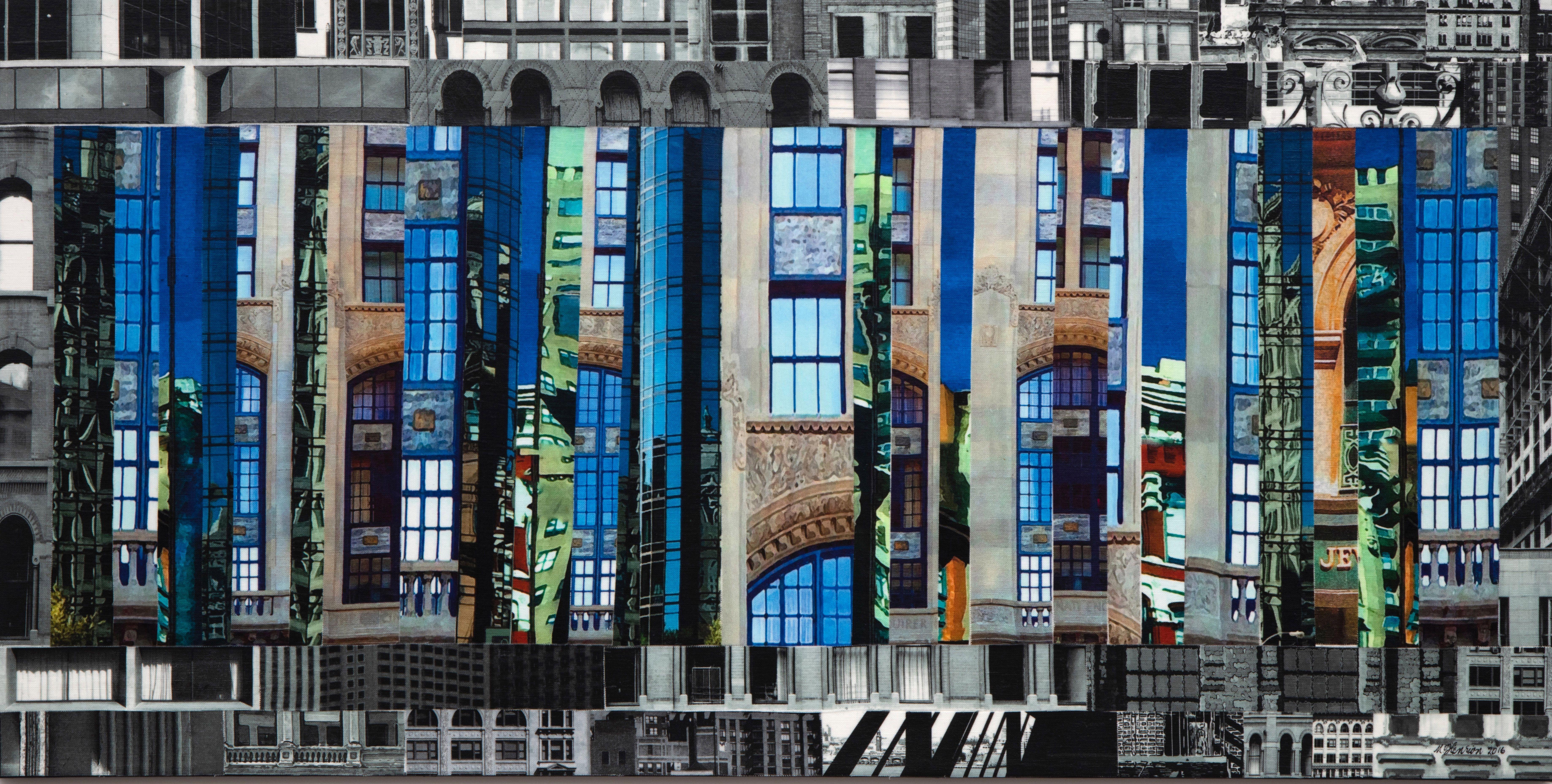 Patchwork City 59, Mixed Media on Canvas - Mixed Media Art by Marilyn Henrion