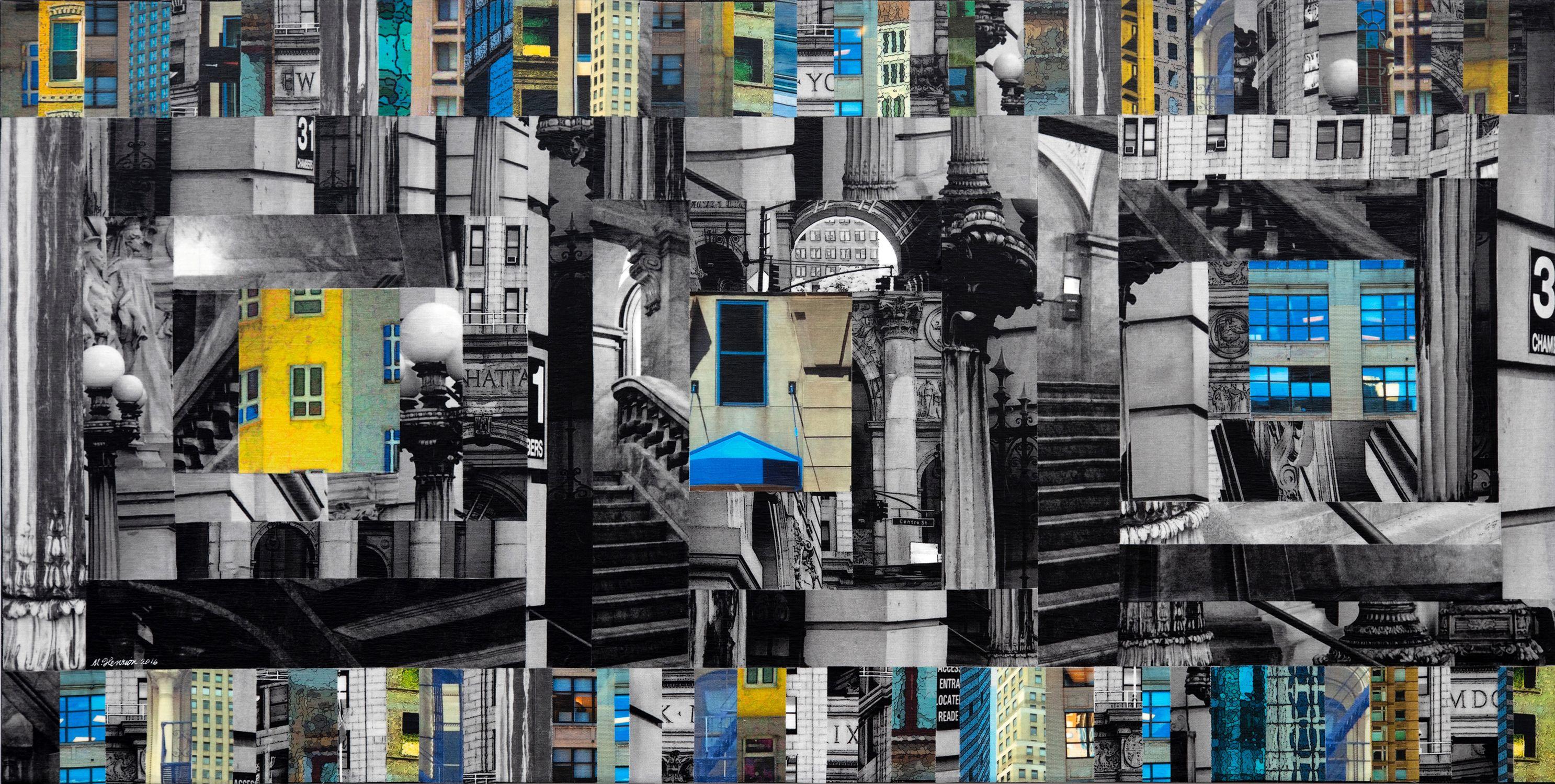 Patchwork City 64, Mixed Media on Canvas - Mixed Media Art by Marilyn Henrion