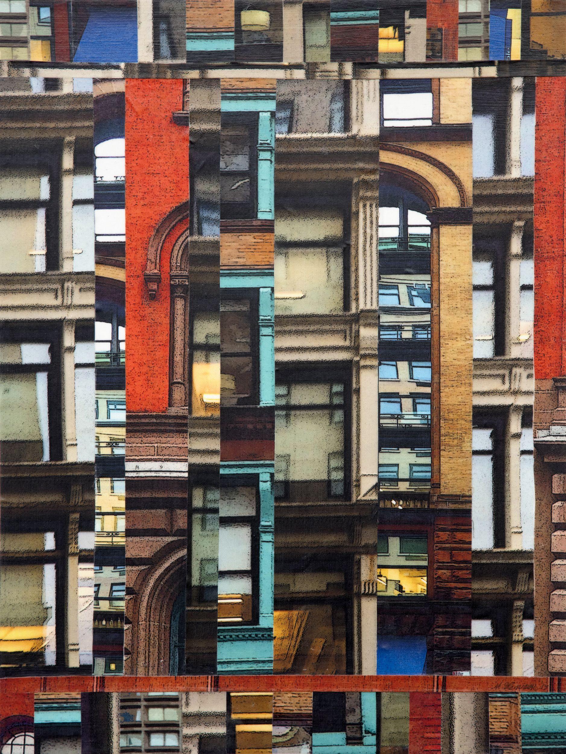Patchwork City 71, Mixed Media on Canvas - Mixed Media Art by Marilyn Henrion
