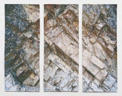 Trittico di rocce rosa, tecnica mista su altro