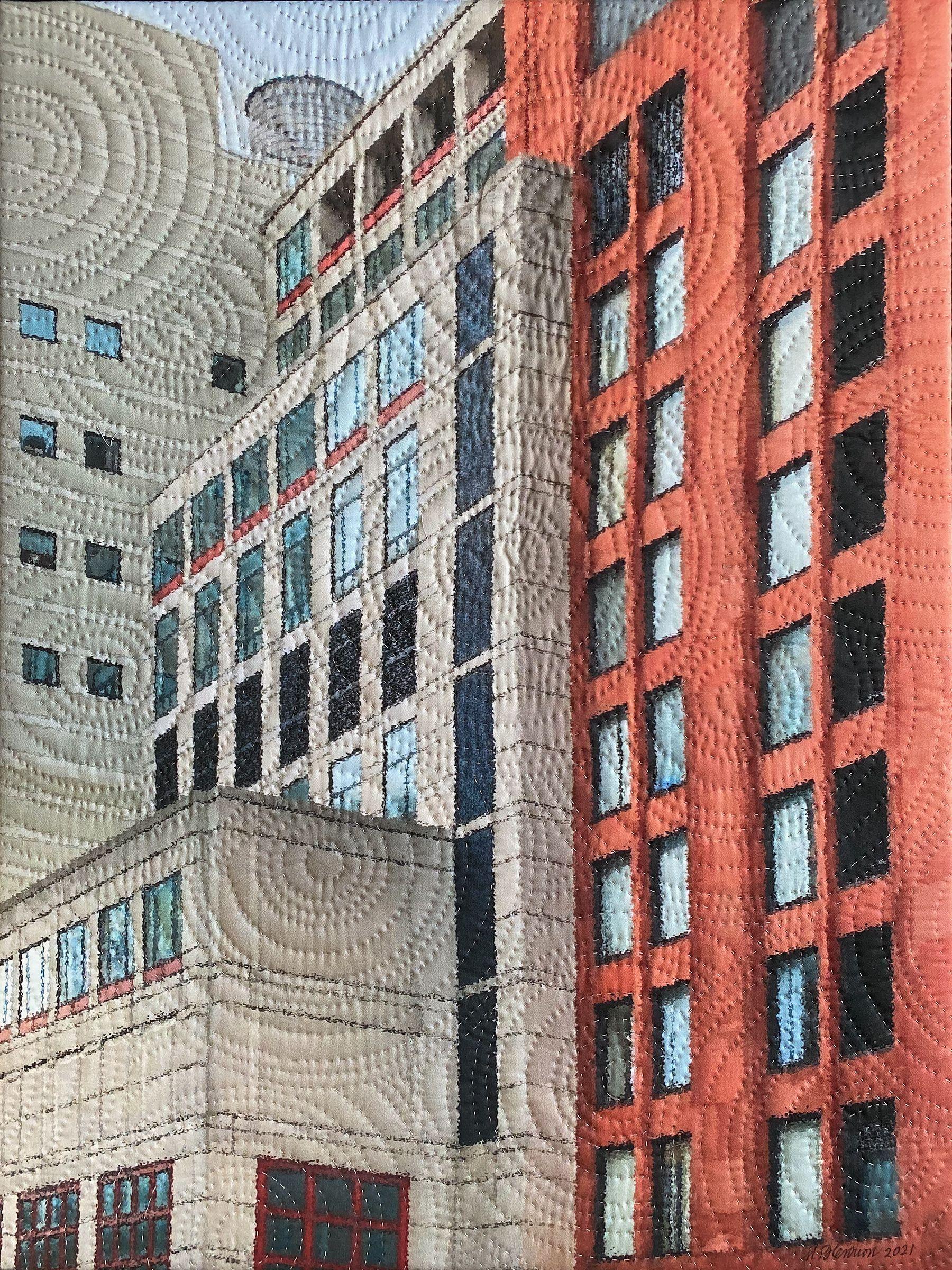 West 3rd Street, NYC, Mixed Media auf Leinwand – Mixed Media Art von Marilyn Henrion