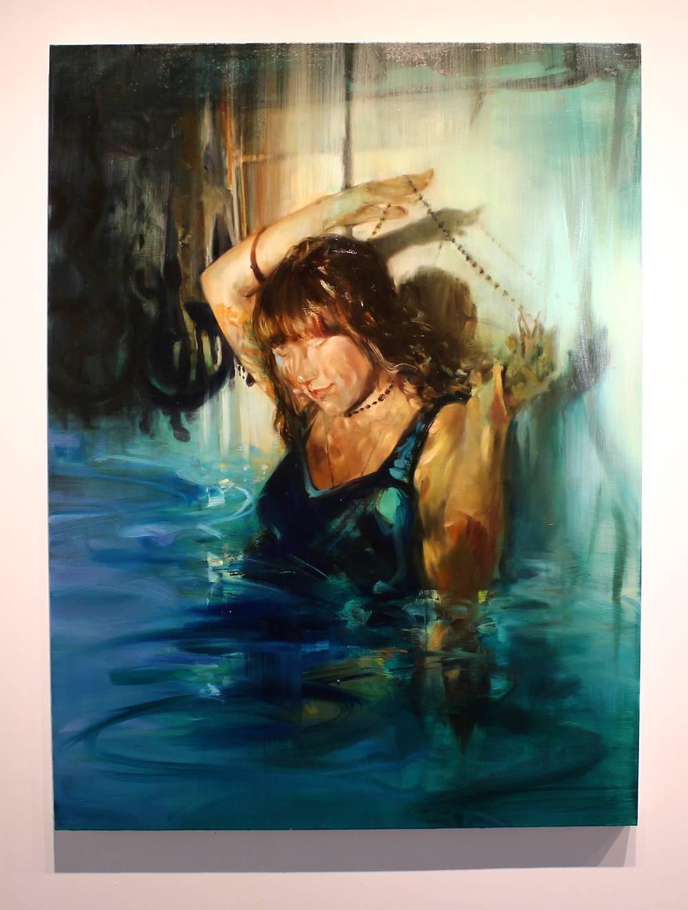Immerse, figurative oil painting on canvas - Painting by Marilyn McAvoy