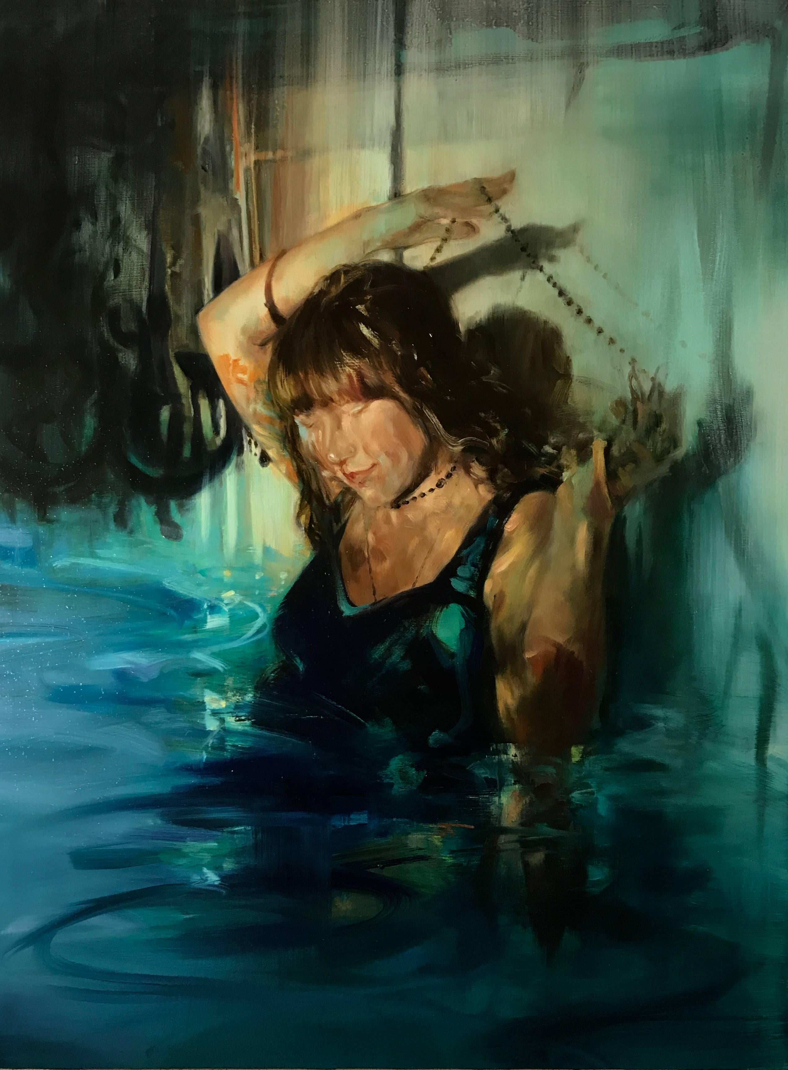 Marilyn McAvoy Figurative Painting - Immerse, figurative oil painting on canvas