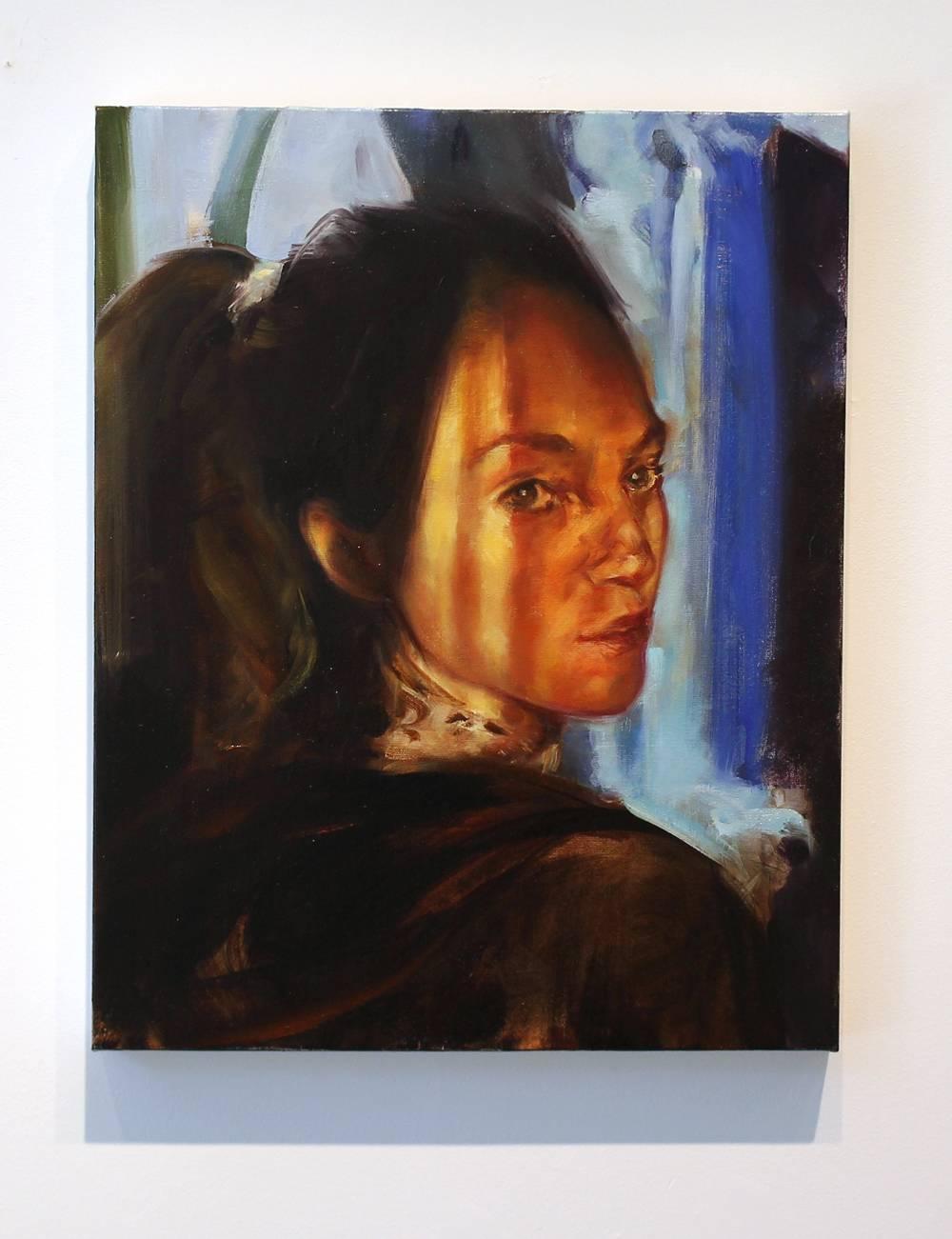 Tess Looking Back, figurative oil painting on canvas - Painting by Marilyn McAvoy