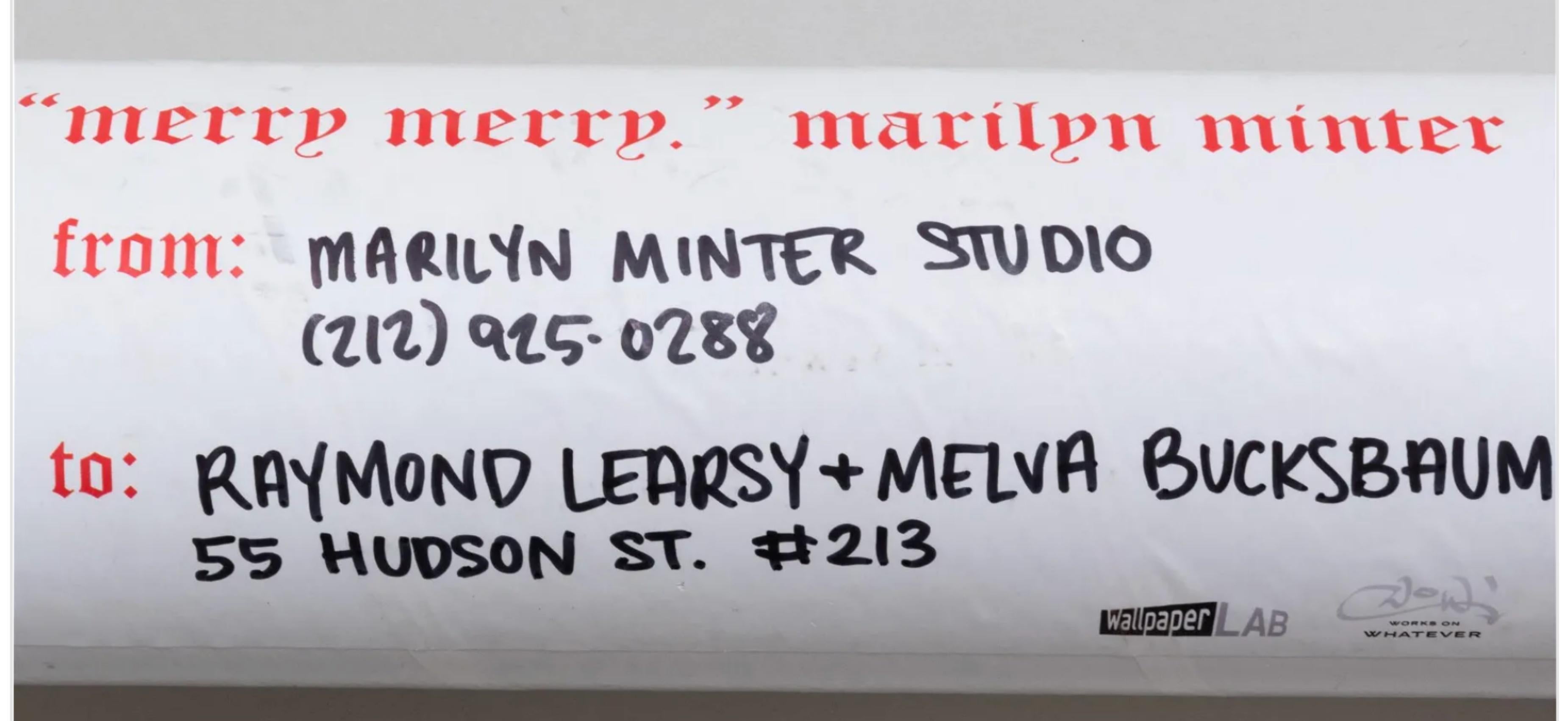 Marilyn Minter
Merry Merry : Grands autocollants de Noël en édition limitée, 2007
Une feuille surdimensionnée d'autocollants en vinyle découpé
La dimension totale de la feuille une fois ouverte est de 48 pouces x 72 pouces.
Livré dans un tube de 37