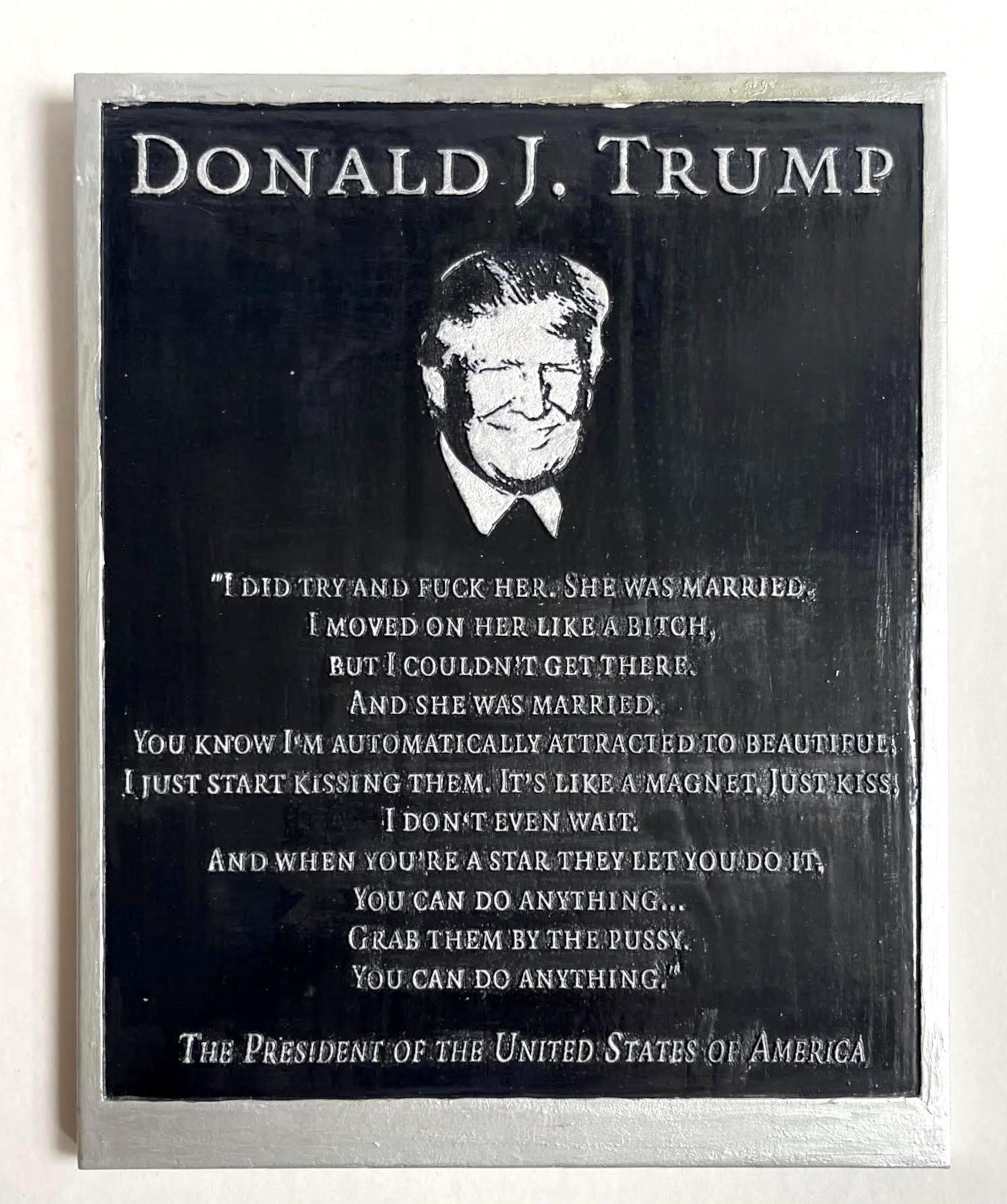Marilyn Minter Figurative Print - Donald J. Trump (Silver) 3D Multiple "Presidential" plaque - Protest Art 