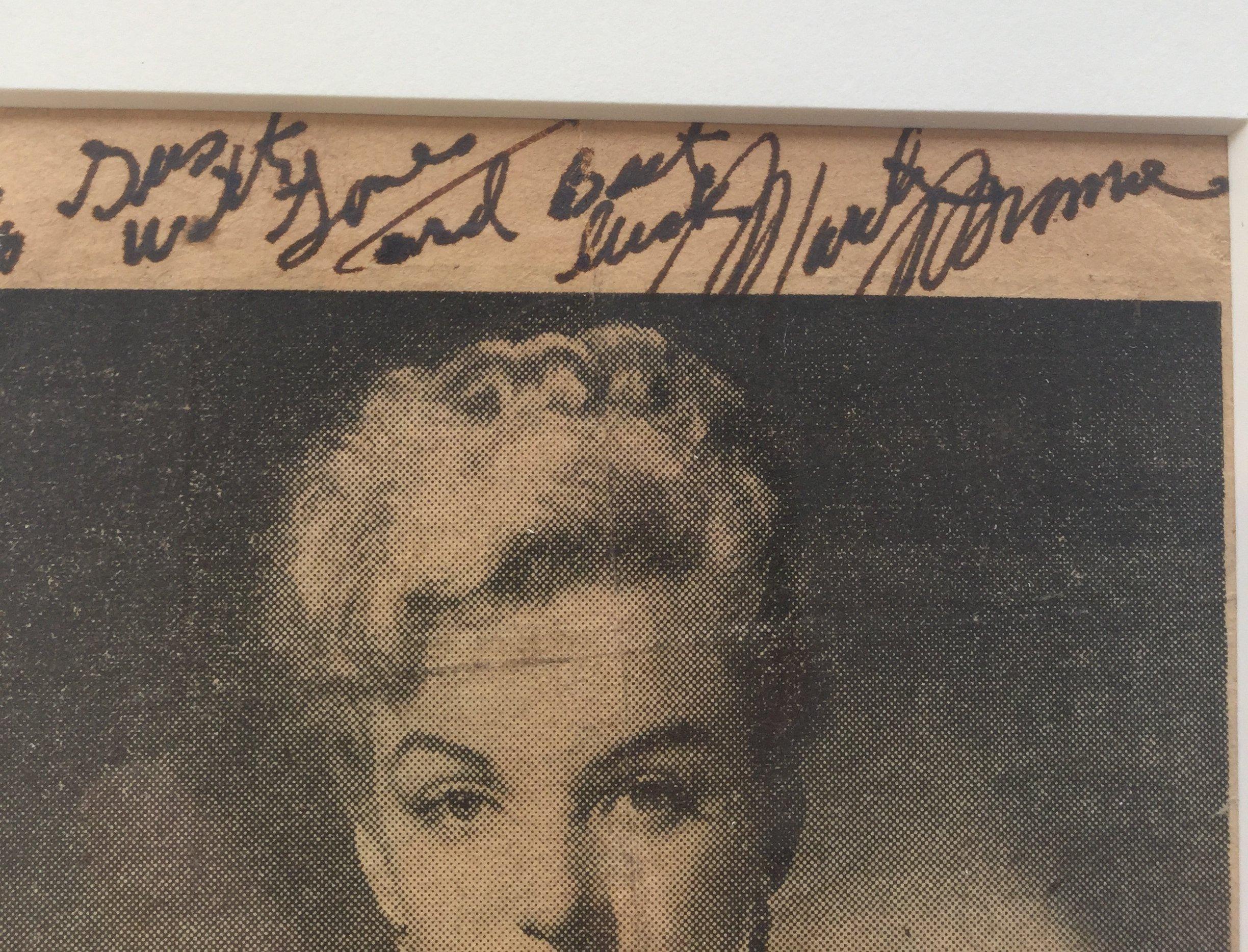 20th Century Marilyn Monroe 1951 Autographed Newspaper Clipping Black and White
