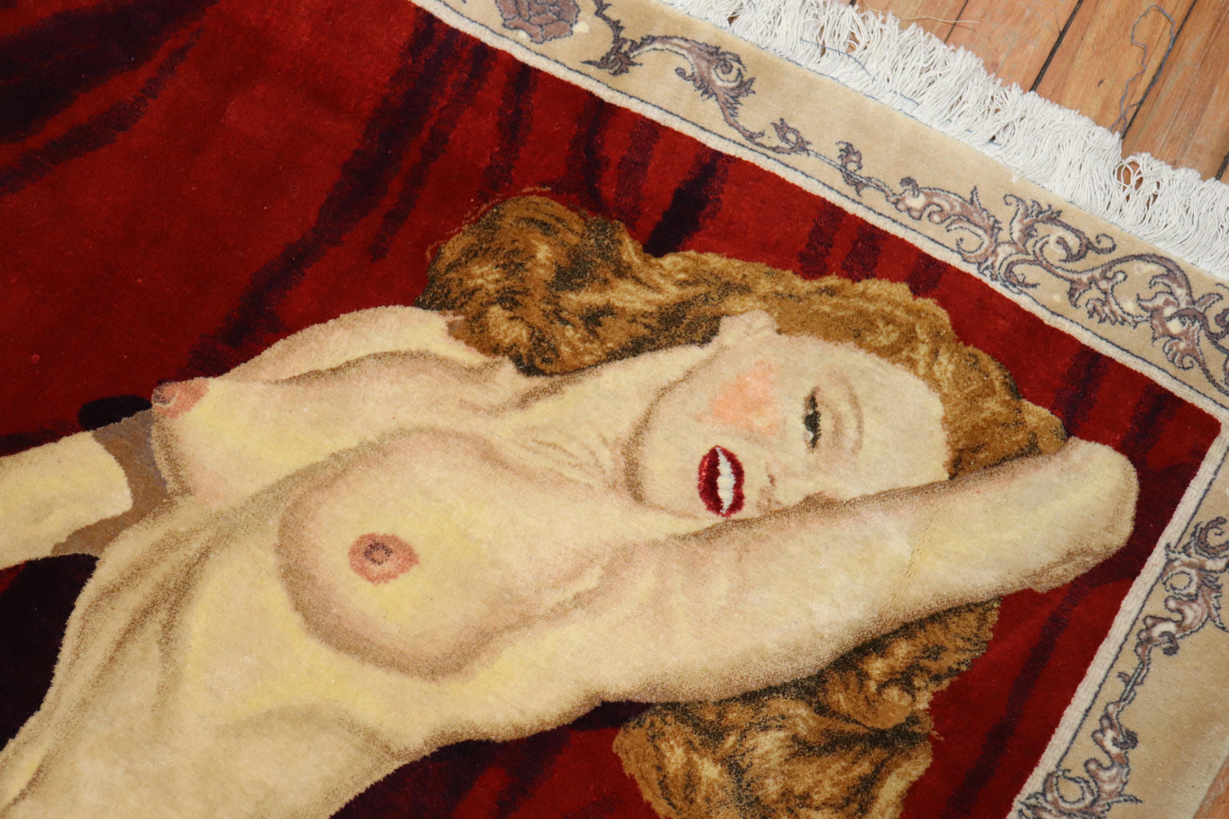 Marilyn Monroe 20th Century Handmade Persian Kashan Rug Woven Nezam Afsari In Good Condition For Sale In New York, NY