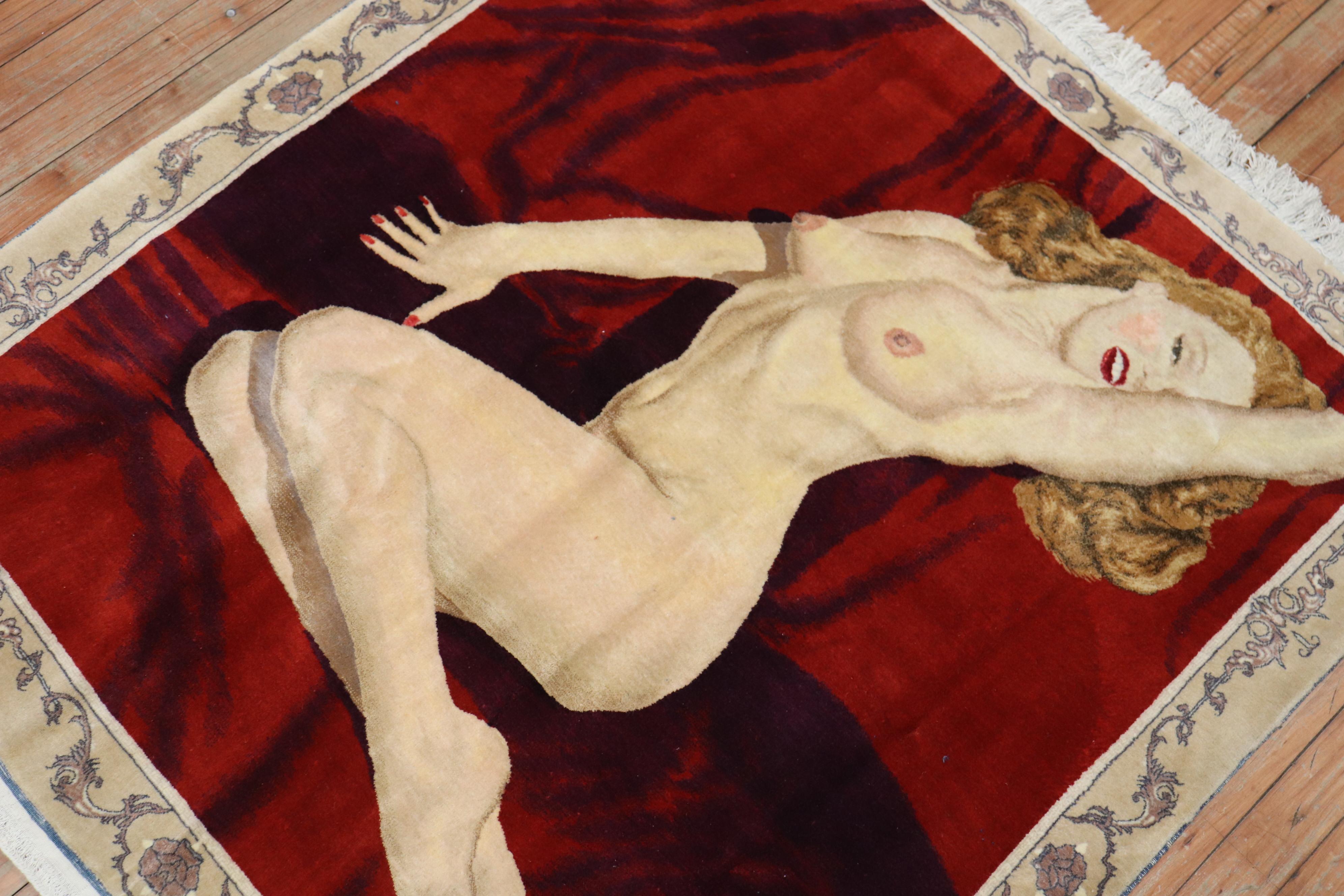 Lana Marilyn Monroe Tappeto persiano Kashan fatto a mano del 20° secolo, tessuto da Nezam Afsari in vendita