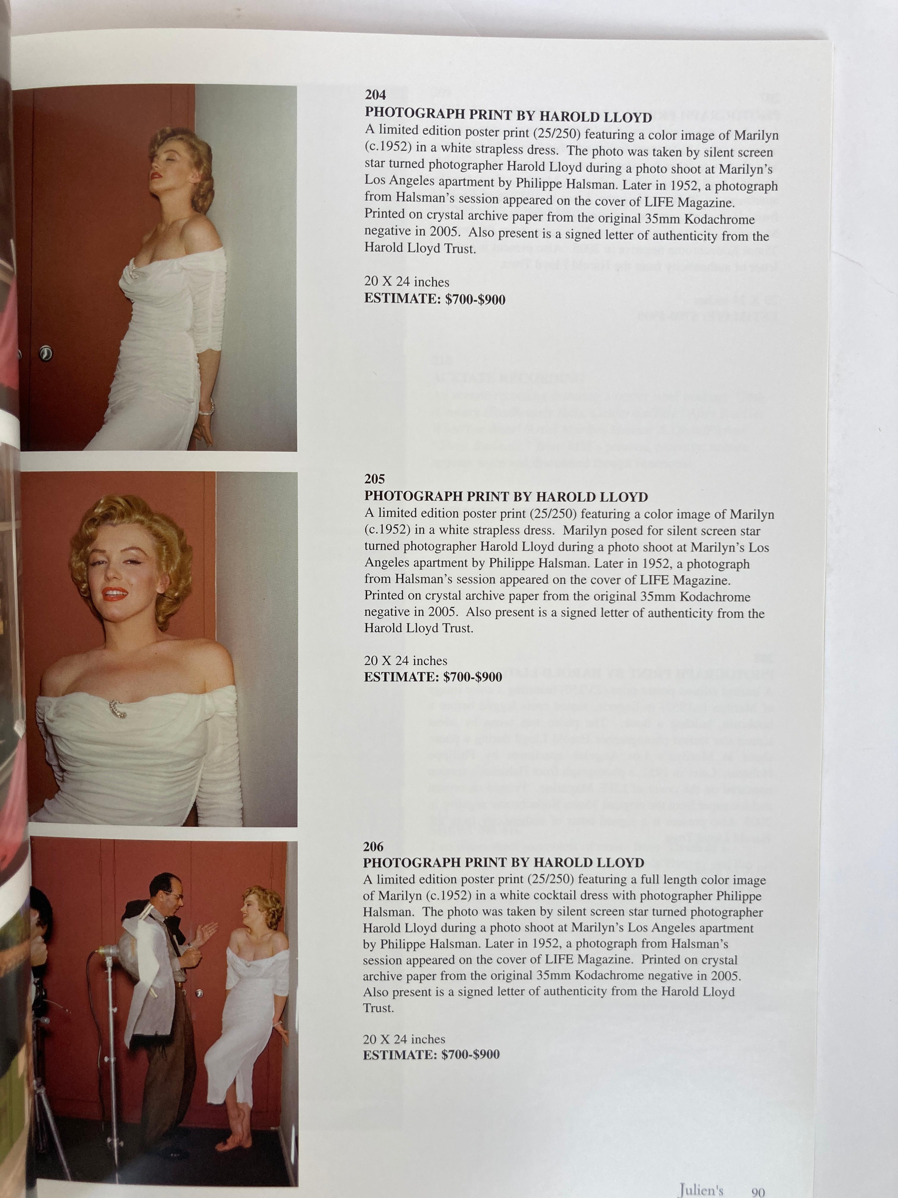 Marilyn Monroe Auction Catalogue by Darren Julien In Good Condition In North Hollywood, CA