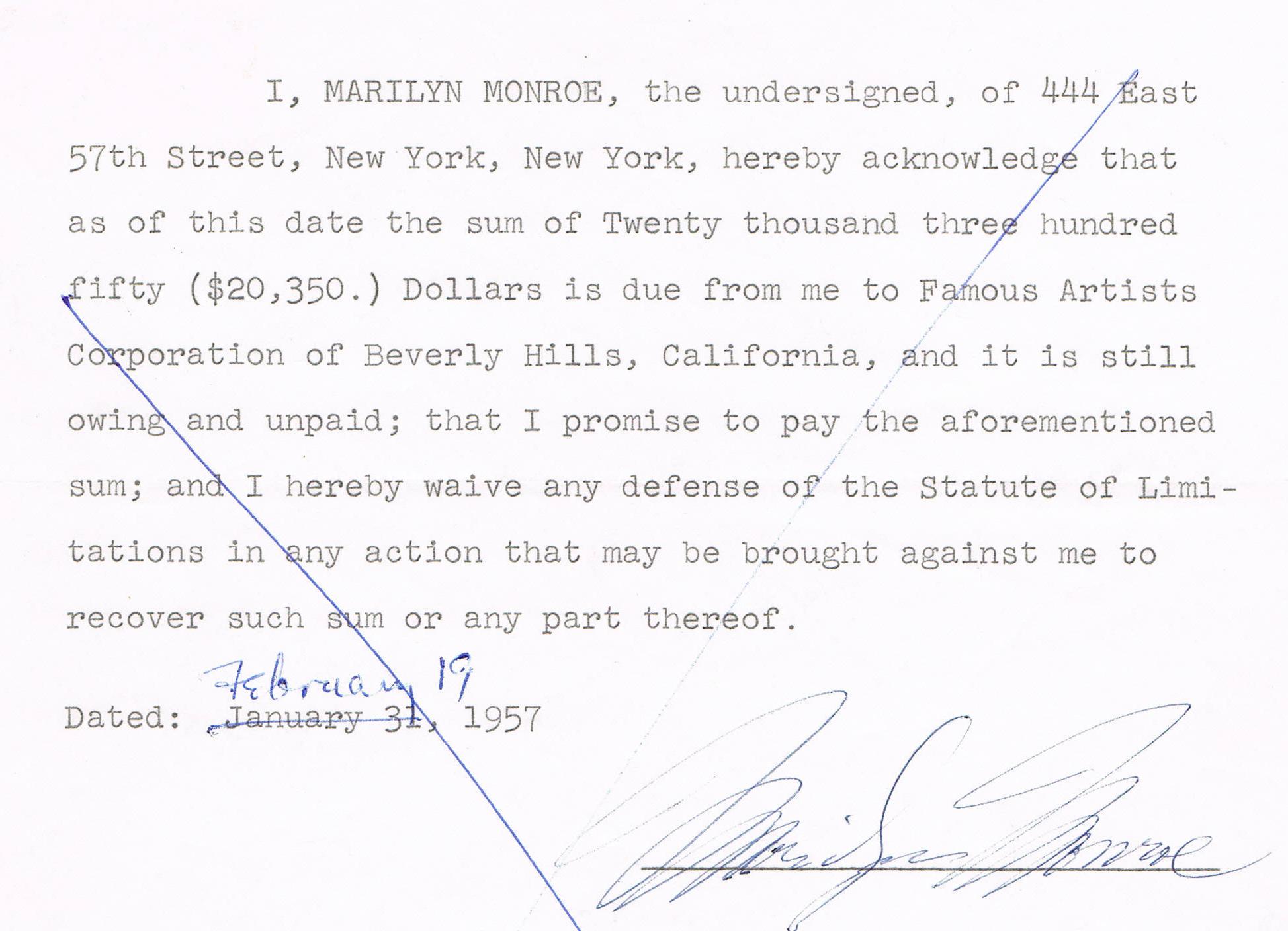 marilyn monroe original unterschrift