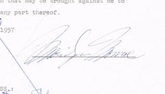 Marilyn Monroe genuine 1957 autograph on legal document
