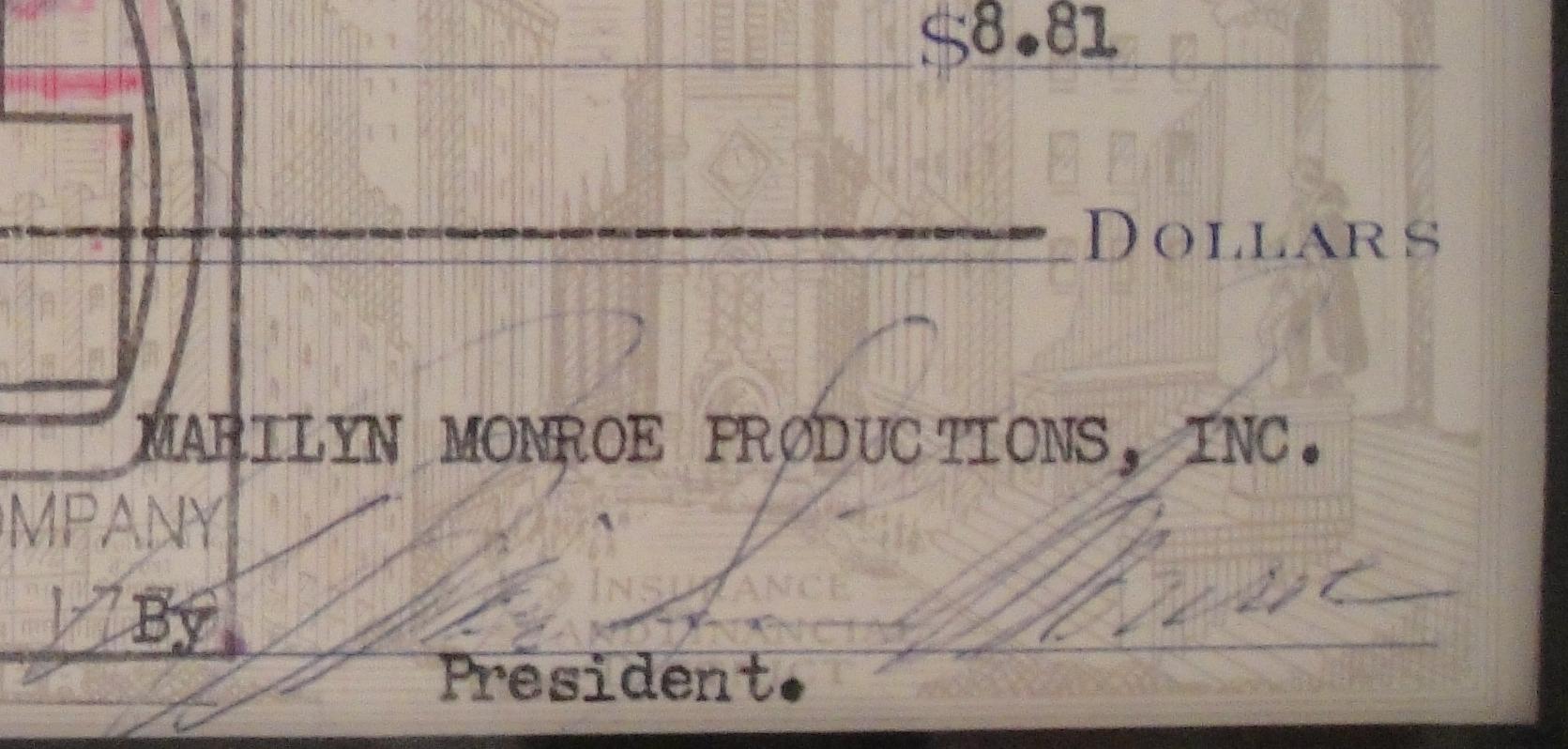 marilyn monroe signed check