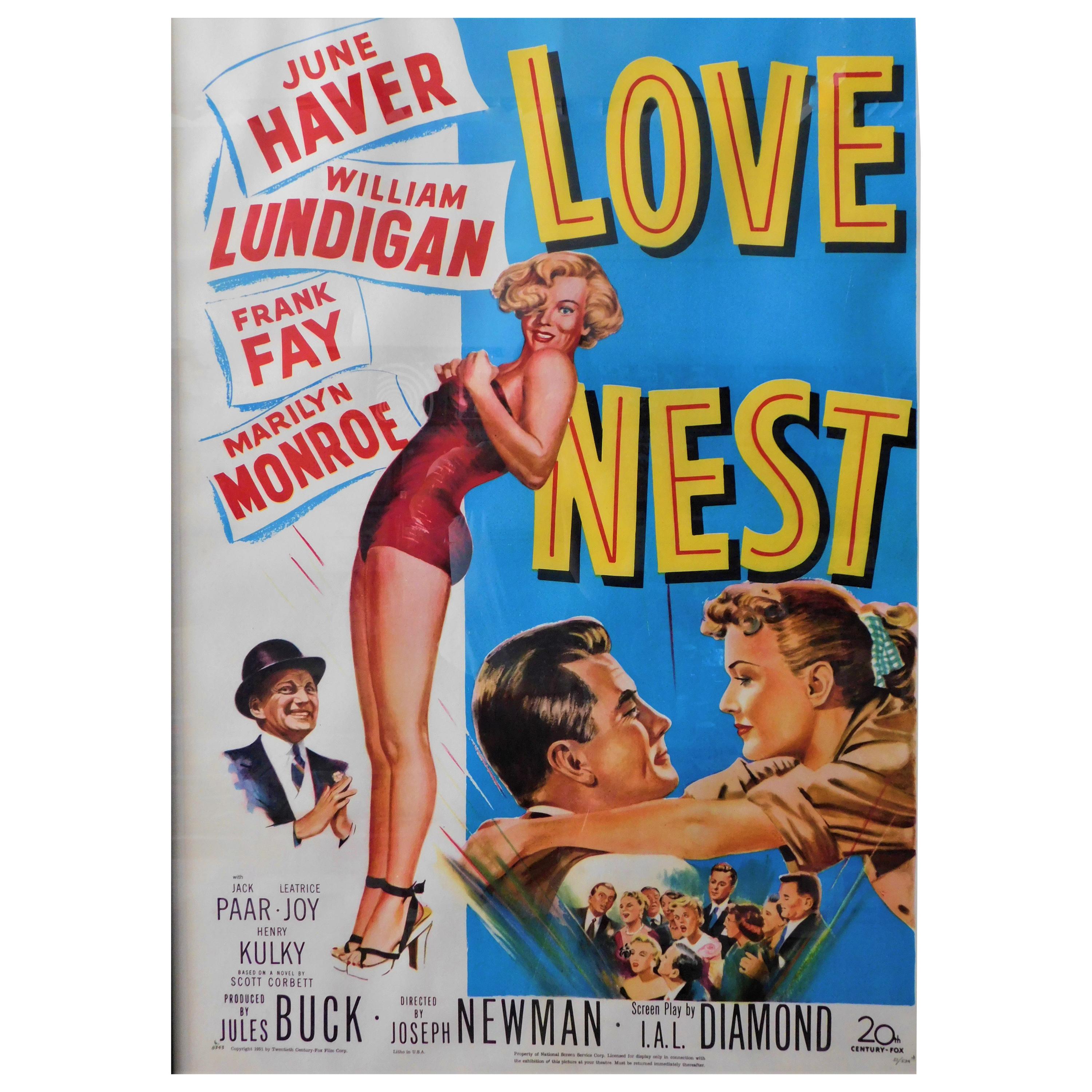 Marilyn Monroe "Love Nest" 1951 Original Linen Backed Theatrical Poster For Sale