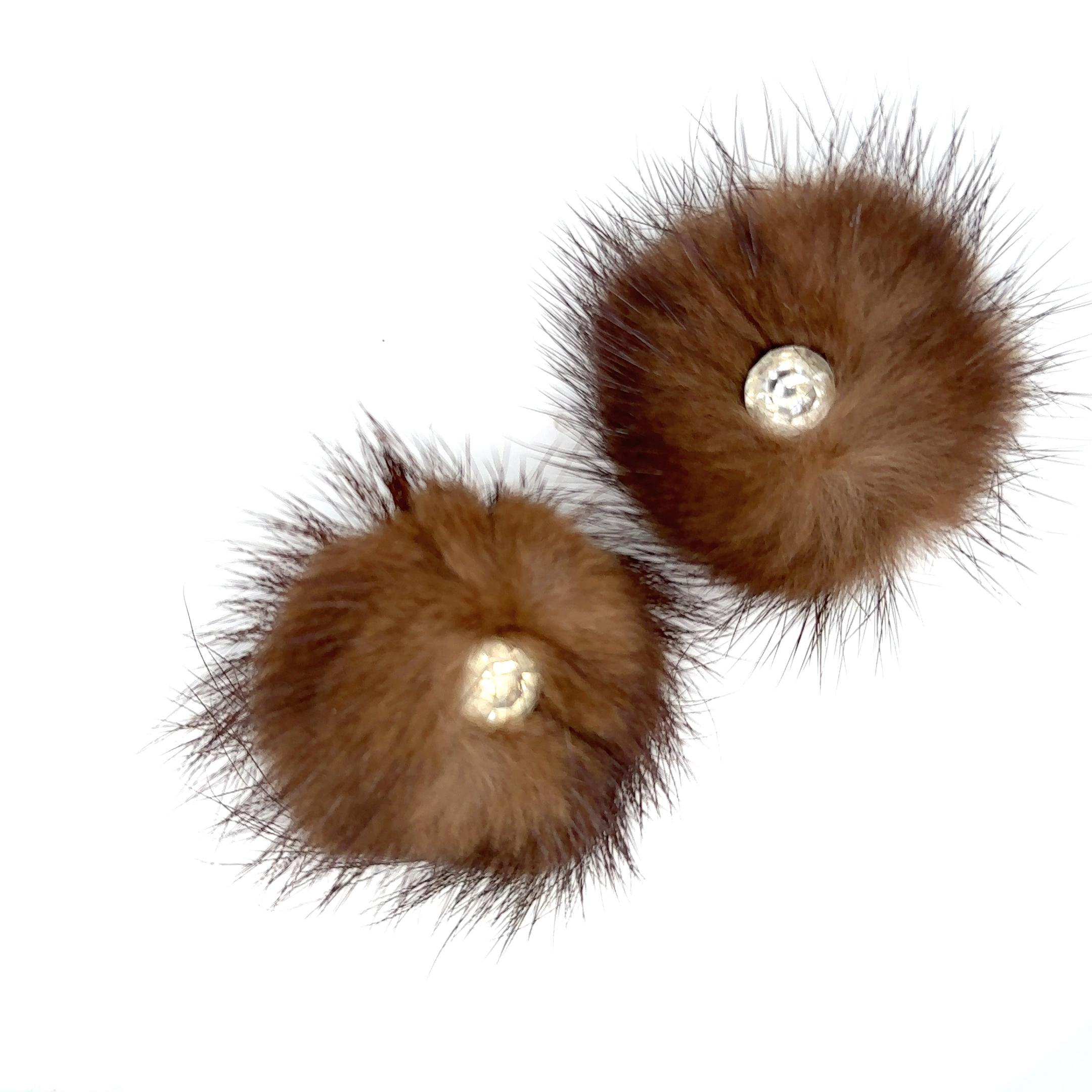 Marilyn Monroe Memorabilia Personal Mink Earrings with Rhinestone For Sale 1