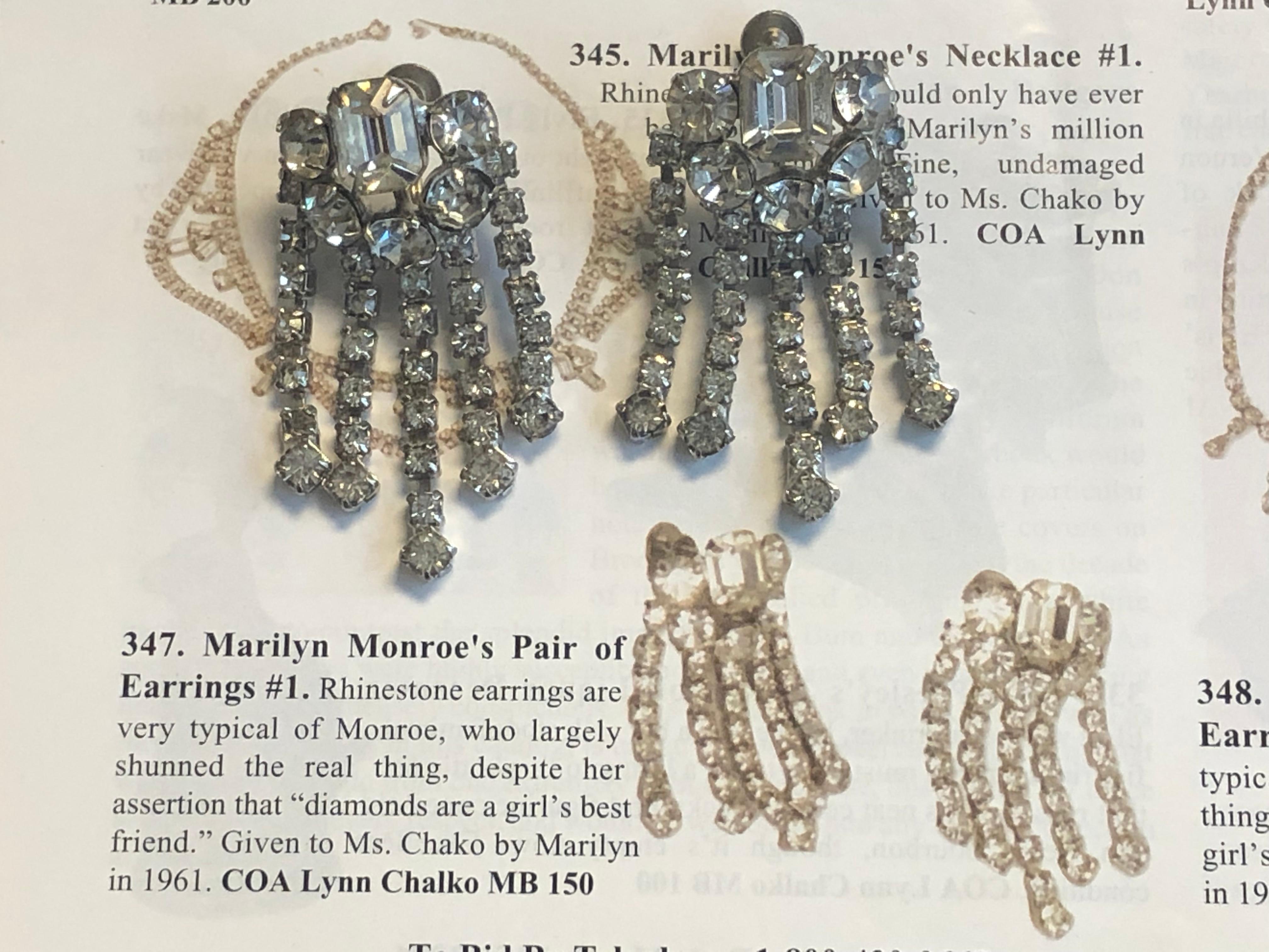Round Cut Marilyn Monroe Owned and Worn Earrings For Sale
