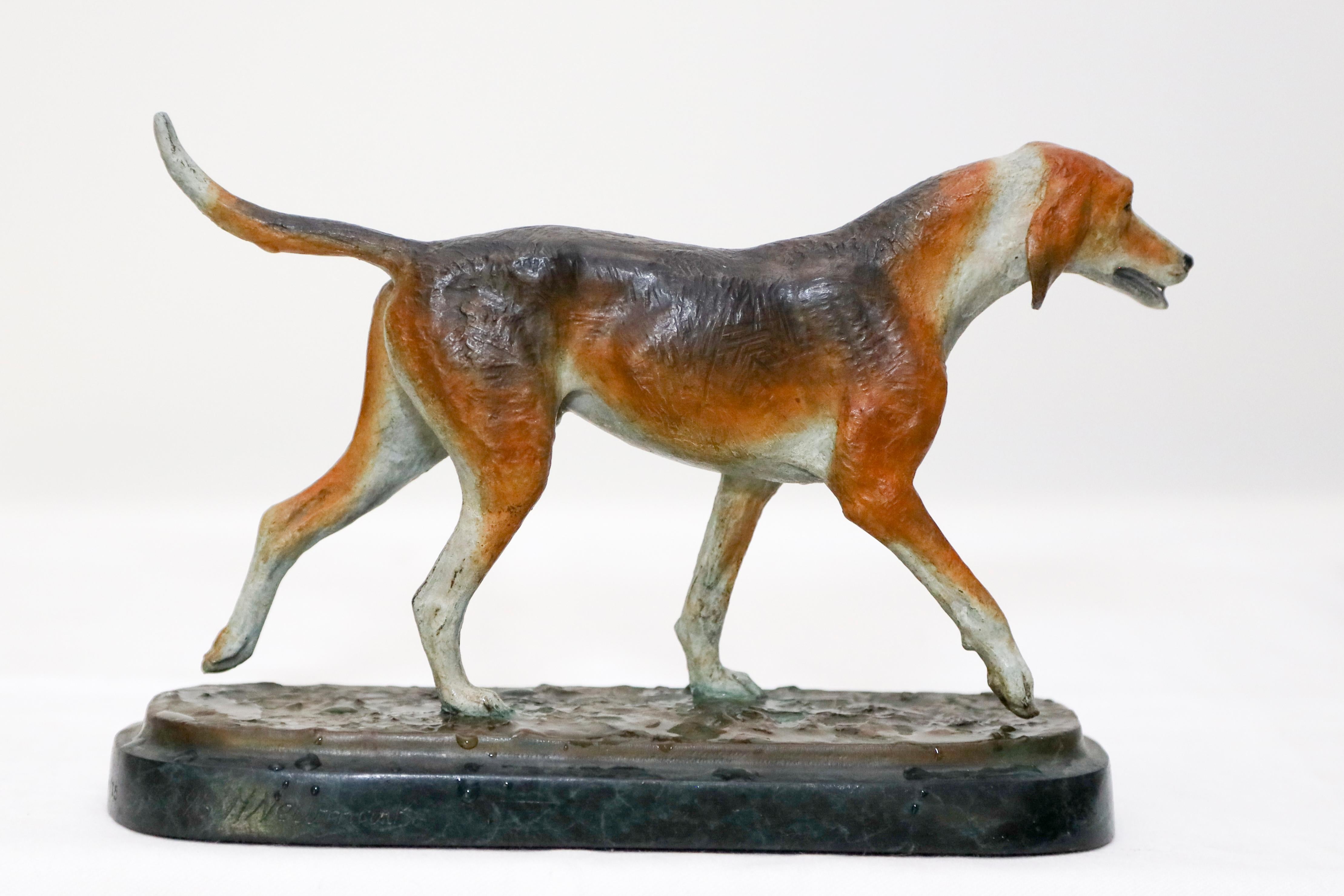 Foxhound - Gold Figurative Sculpture by Marilyn Newmark