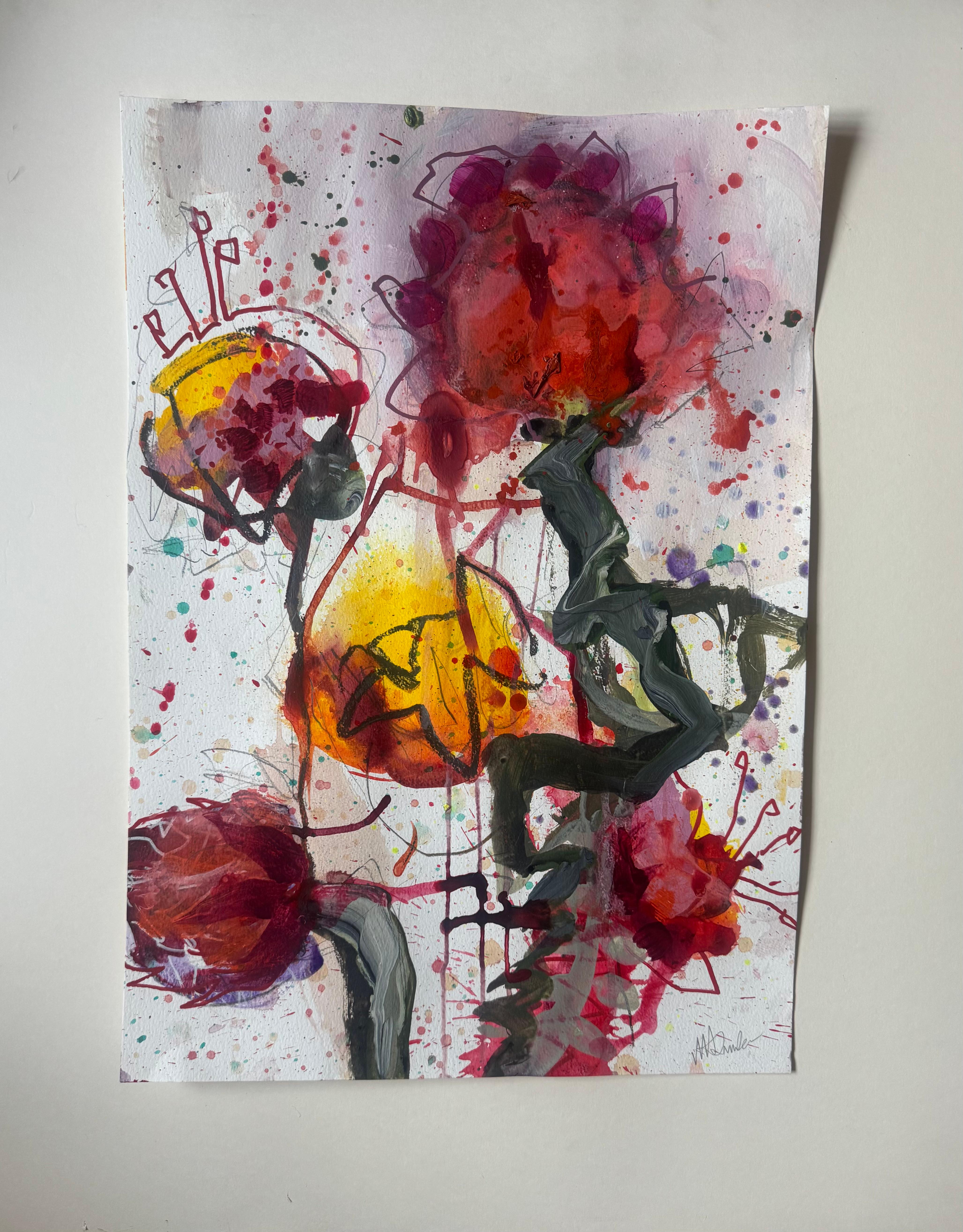 Dahlienserie 2/4, Originalgemälde, floral, zeitgenössisch im Angebot 1