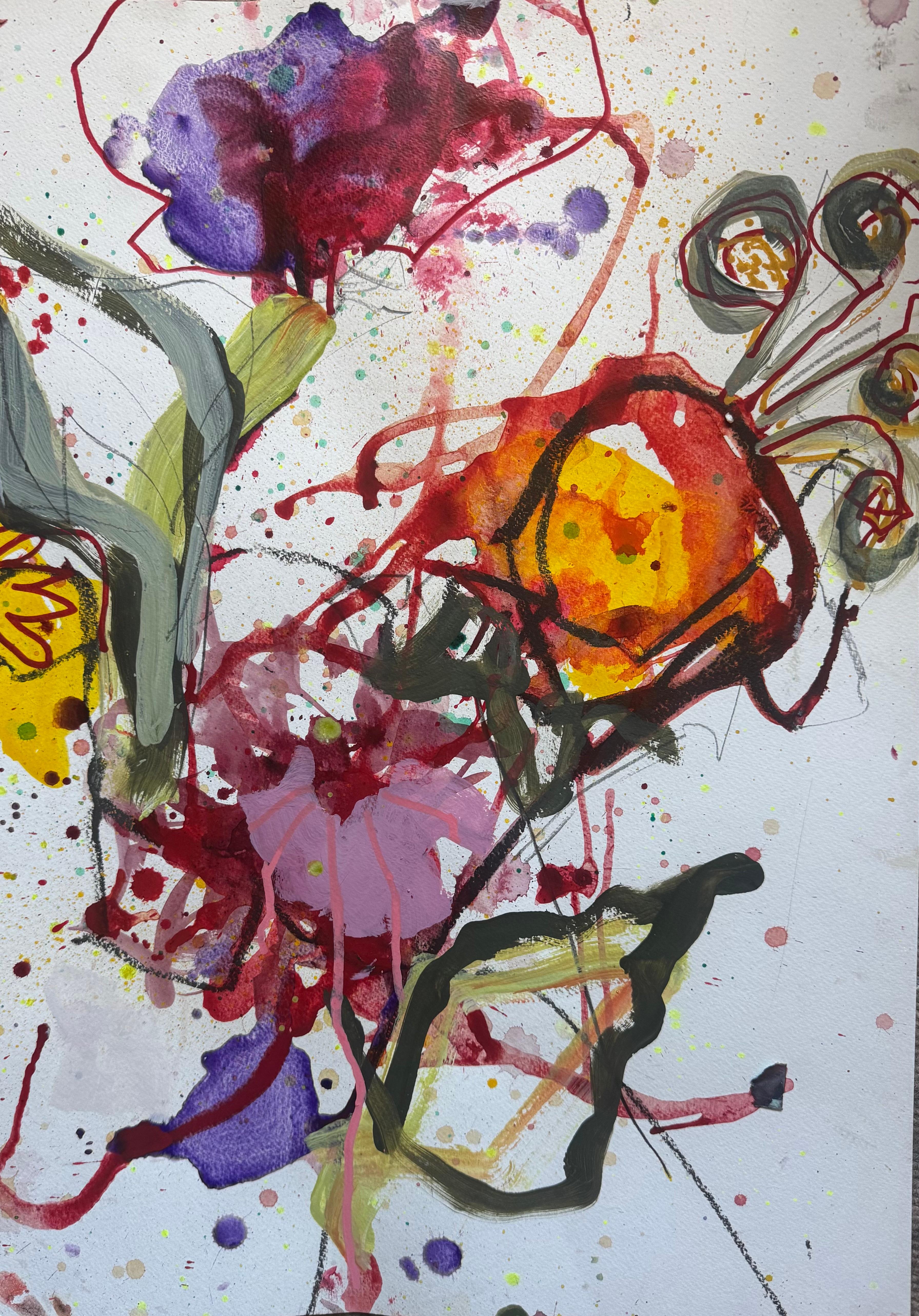 Dahlie Serie 3/4, Originalgemälde, floral, zeitgenössisch