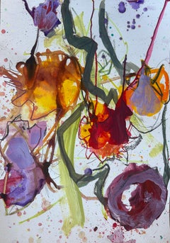 Serie Dahlia 4/4, dipinto originale, floreale, contemporaneo