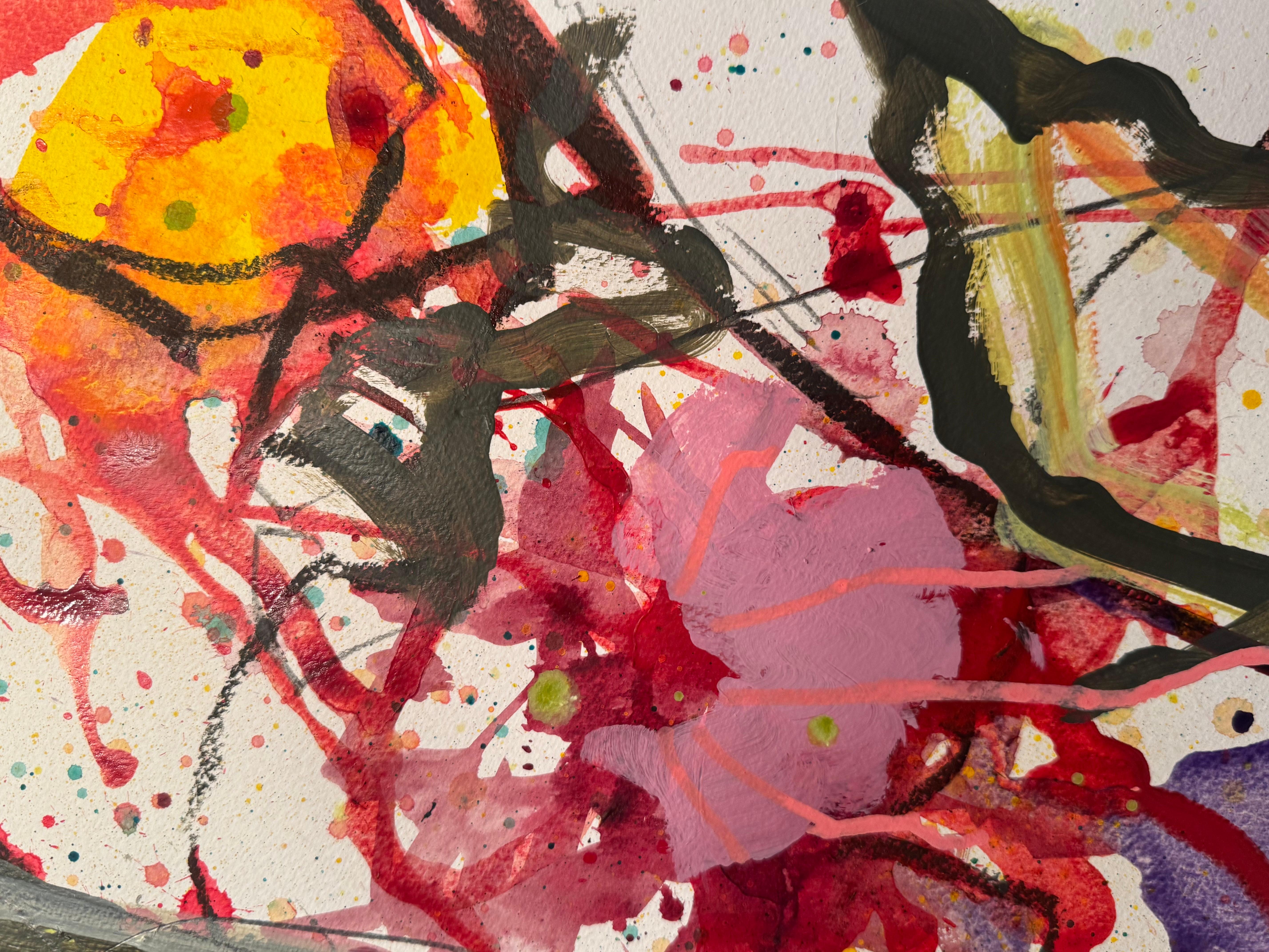 Dahlienserie, Originalgemälde, floral, zeitgenössisch (Grau), Still-Life Painting, von Marilyn Simler