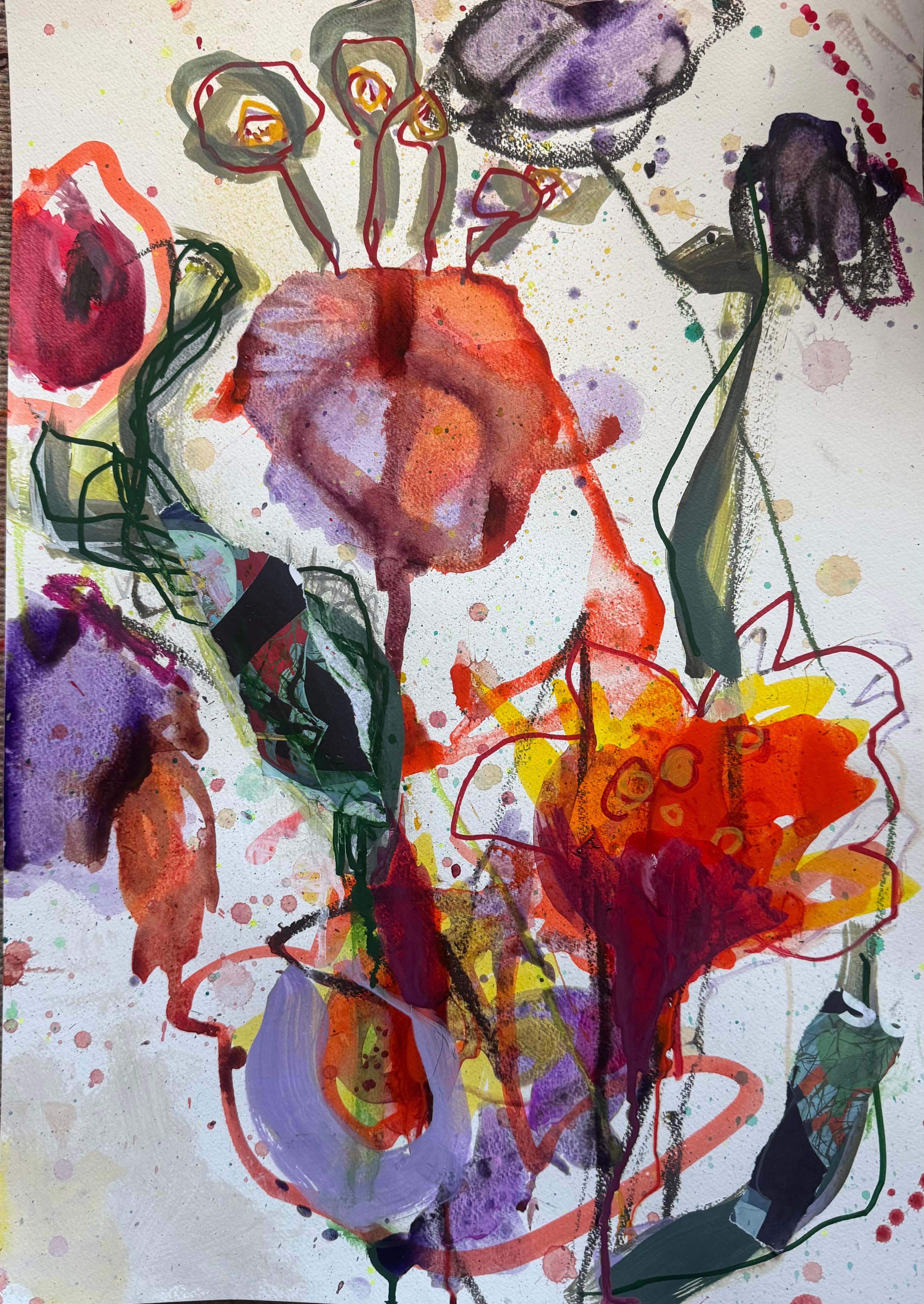 Dahlienserie, Originalgemälde, floral, zeitgenössisch