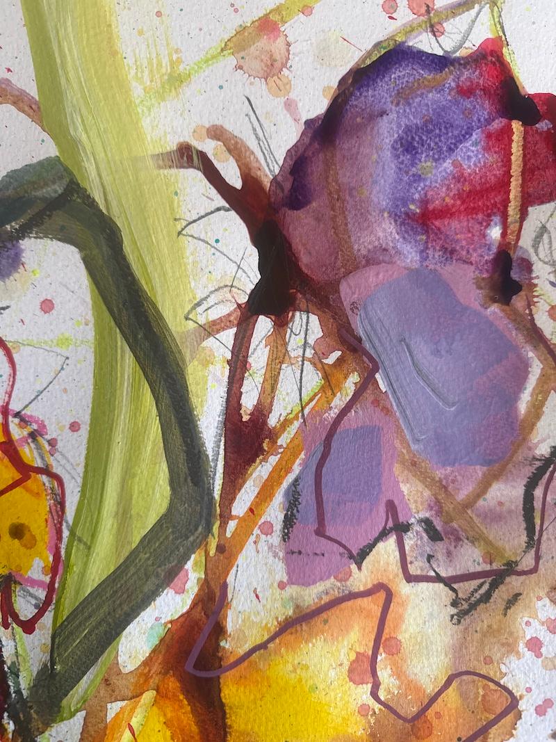 Dahlienserie, Triptychon, Originalgemälde, floral, zeitgenössisch (Zeitgenössisch), Painting, von Marilyn Simler