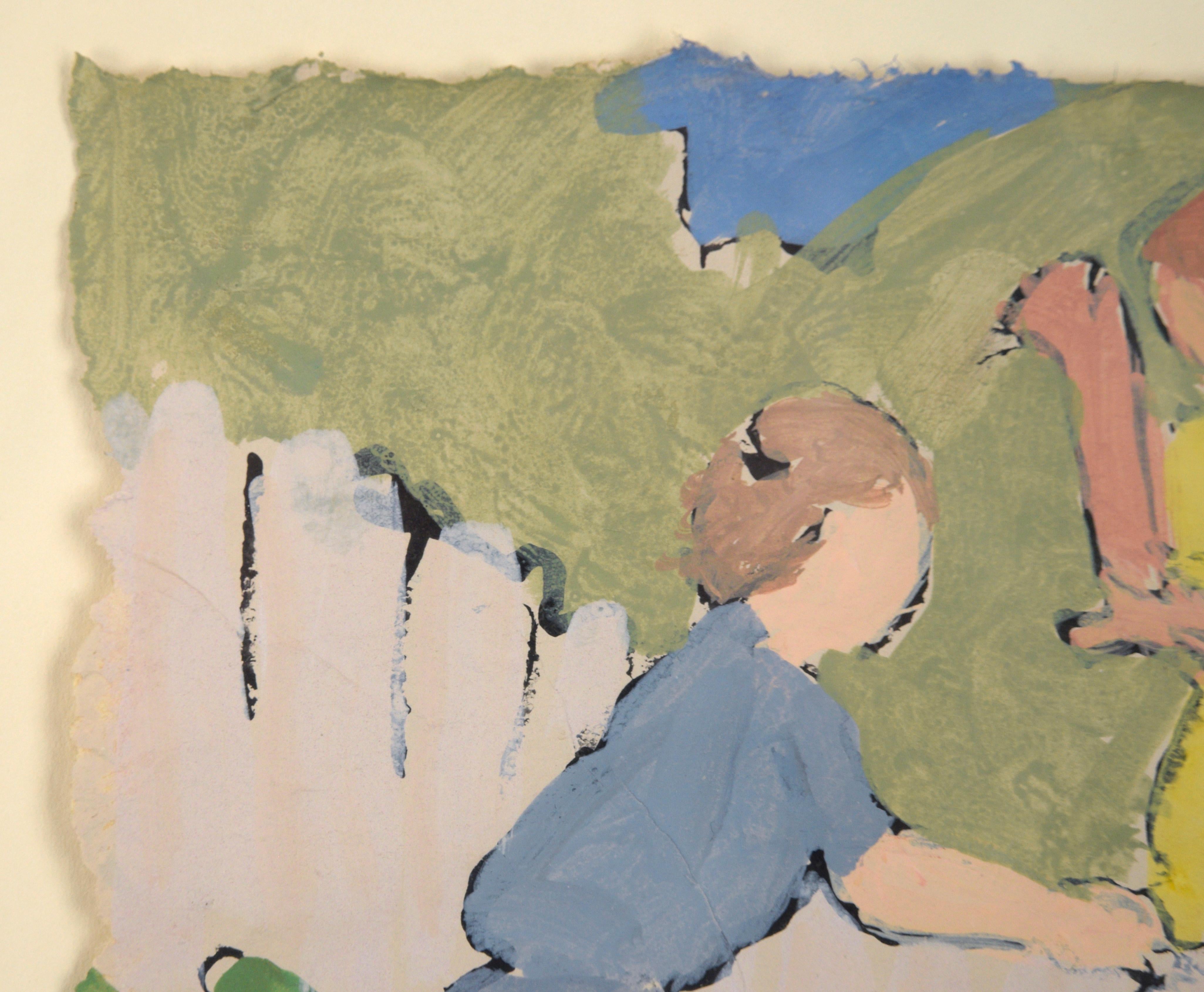 „Der hintere Zaun“ – Figurative Komposition (Amerikanischer Impressionismus), Painting, von Marilyn Spencer