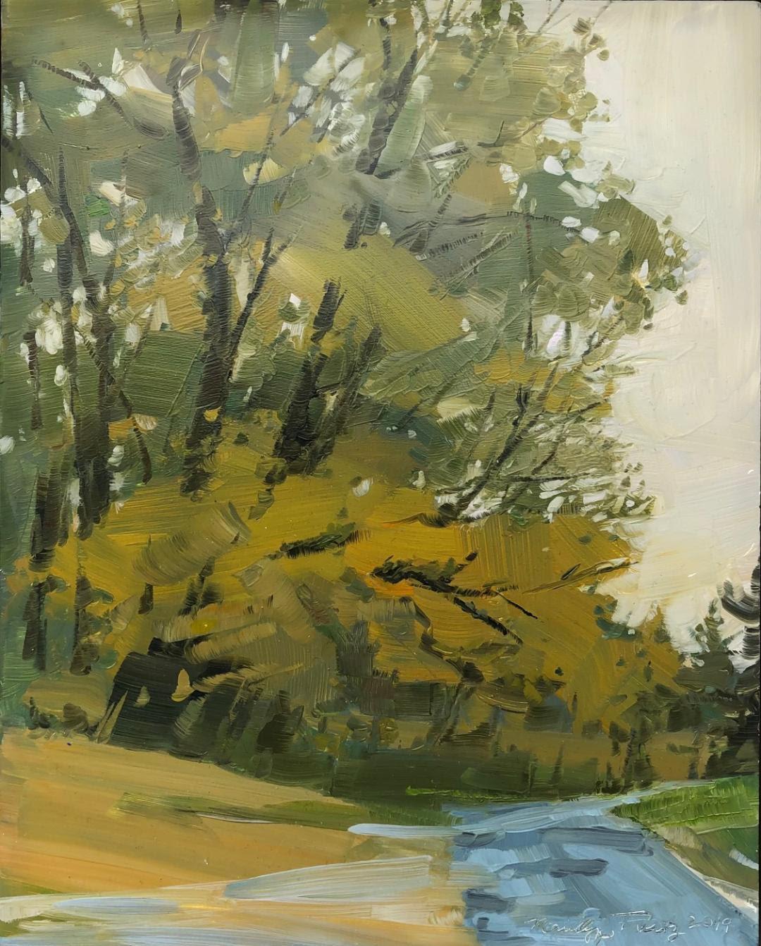 Landscape Painting de Marilyn Turtz - Camino de otoño