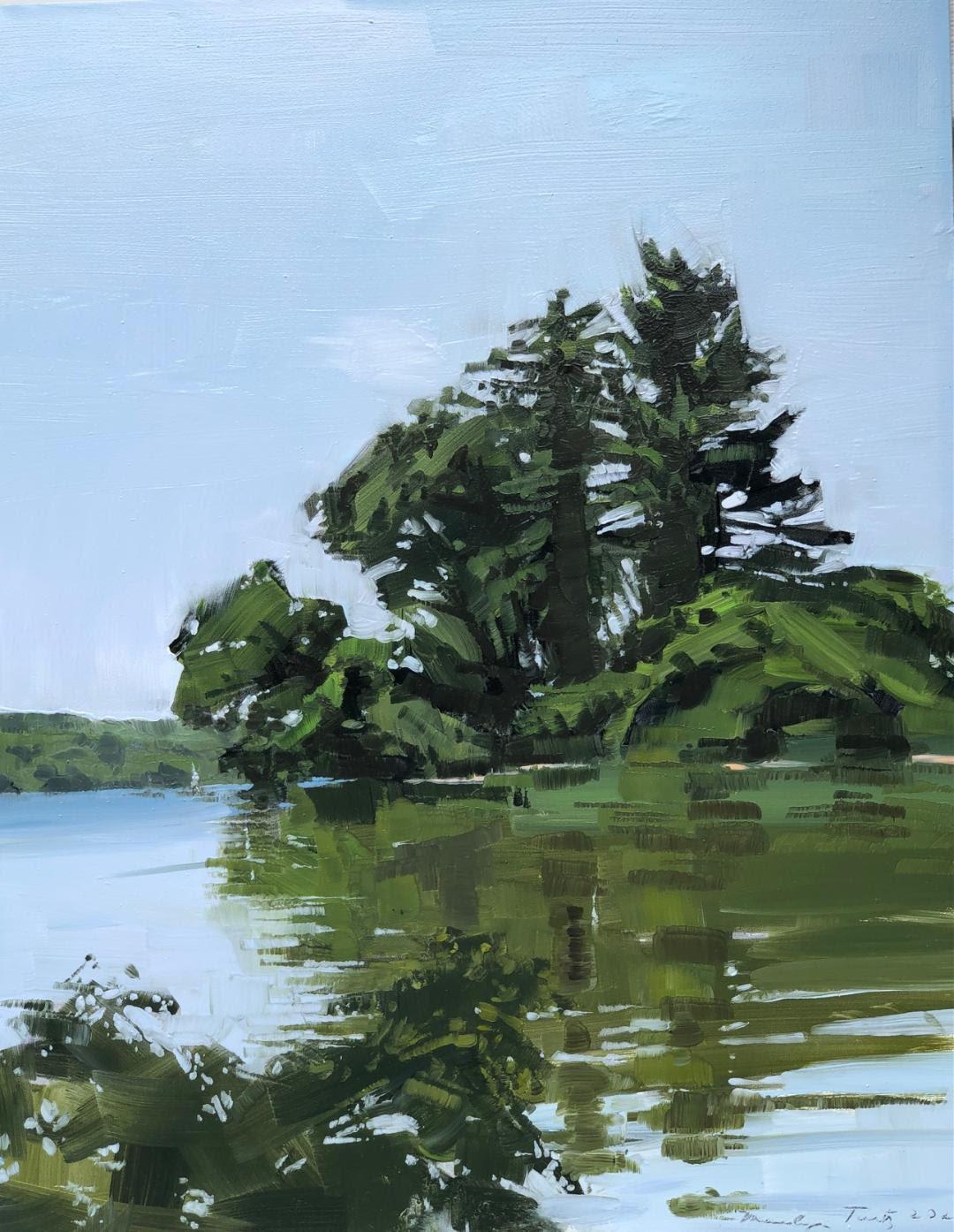 Landscape Painting di Marilyn Turtz - Cold Spring Harbor II
