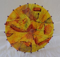 Untitled #14 - Contemporary Mixed Media Parasol Orange + Yellow + Red