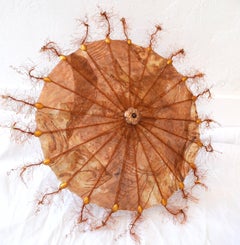 Untitled #4 - Contemporary Mixed Media Parasol Rust + Orange 