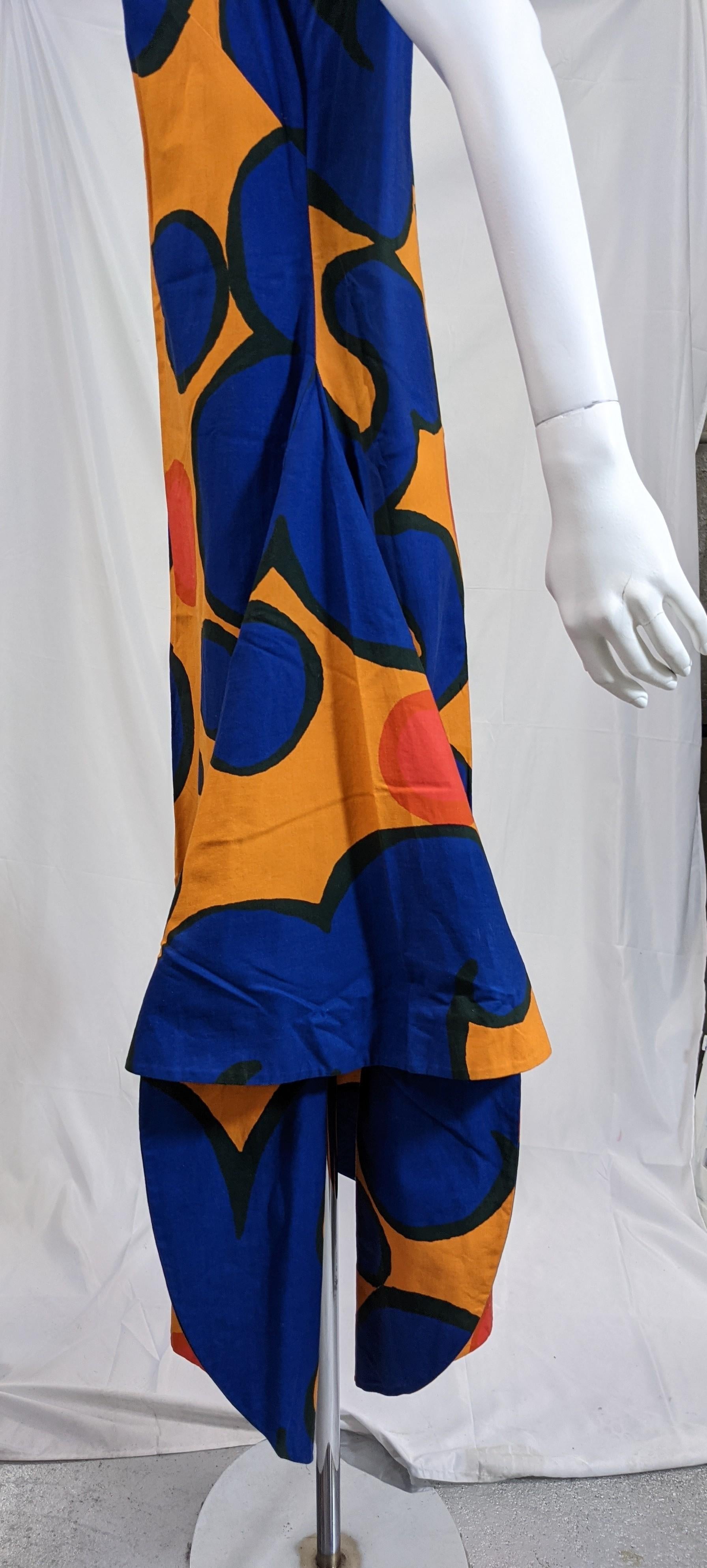 Black Marimekko Cotton Print Circular Cut Hem Dress