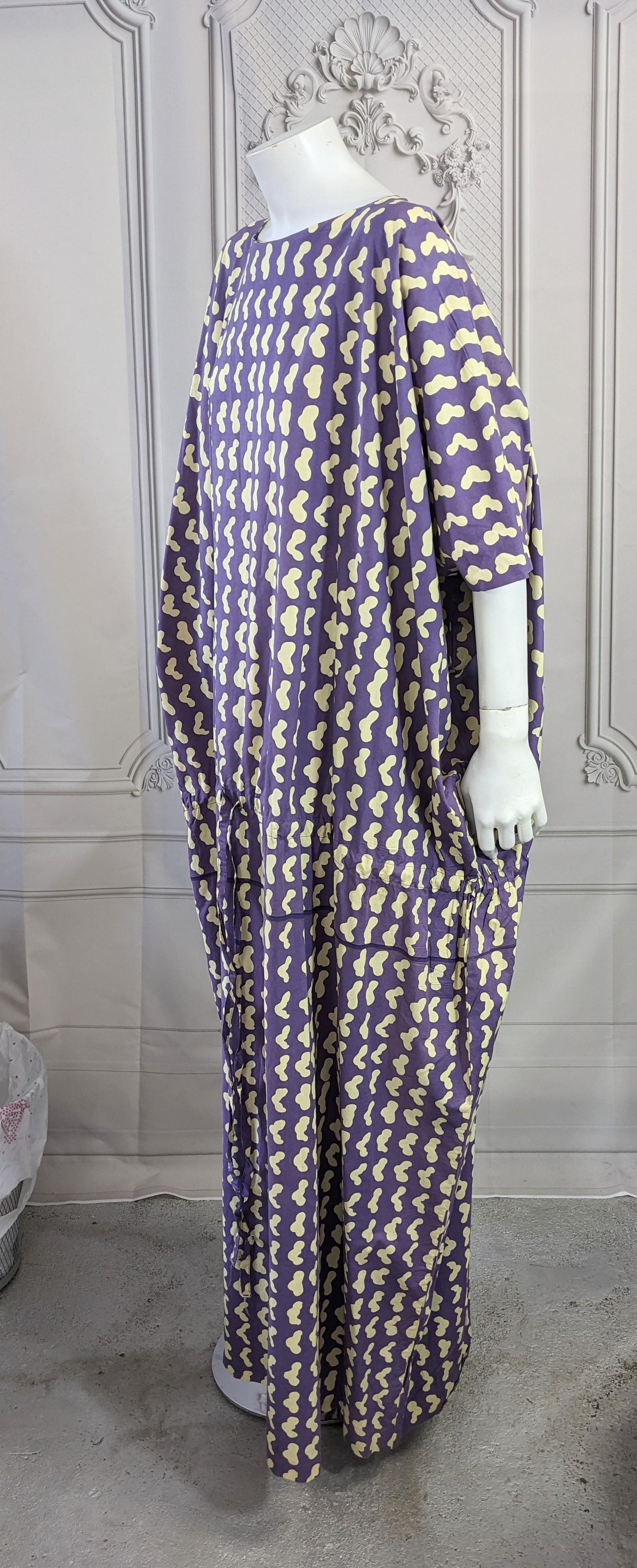 Marimekko of Finland Cotton Drawstring Caftan In Good Condition For Sale In New York, NY