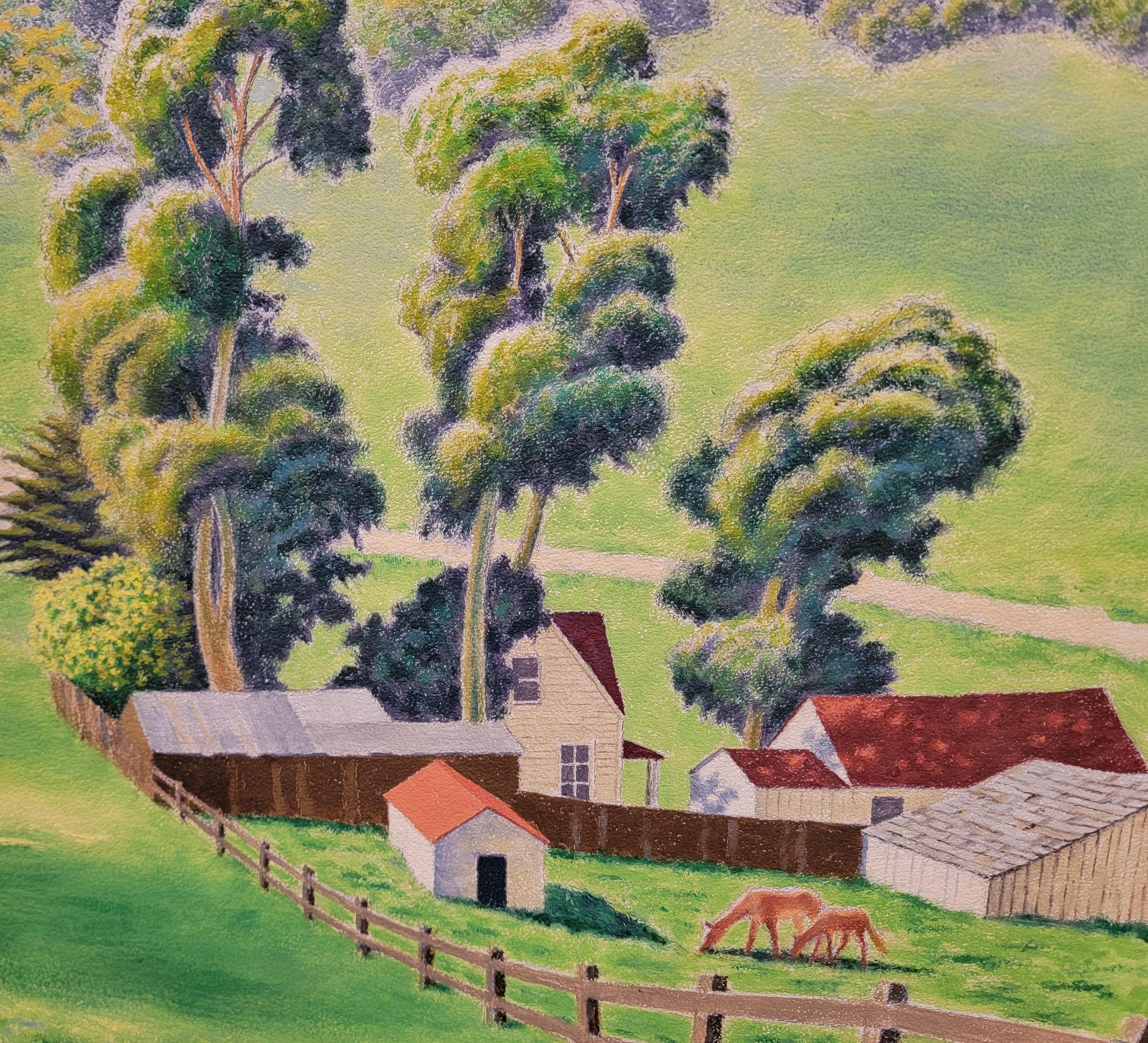 Post-Modern Marin California Oil Painting by William Norris Dakin For Sale