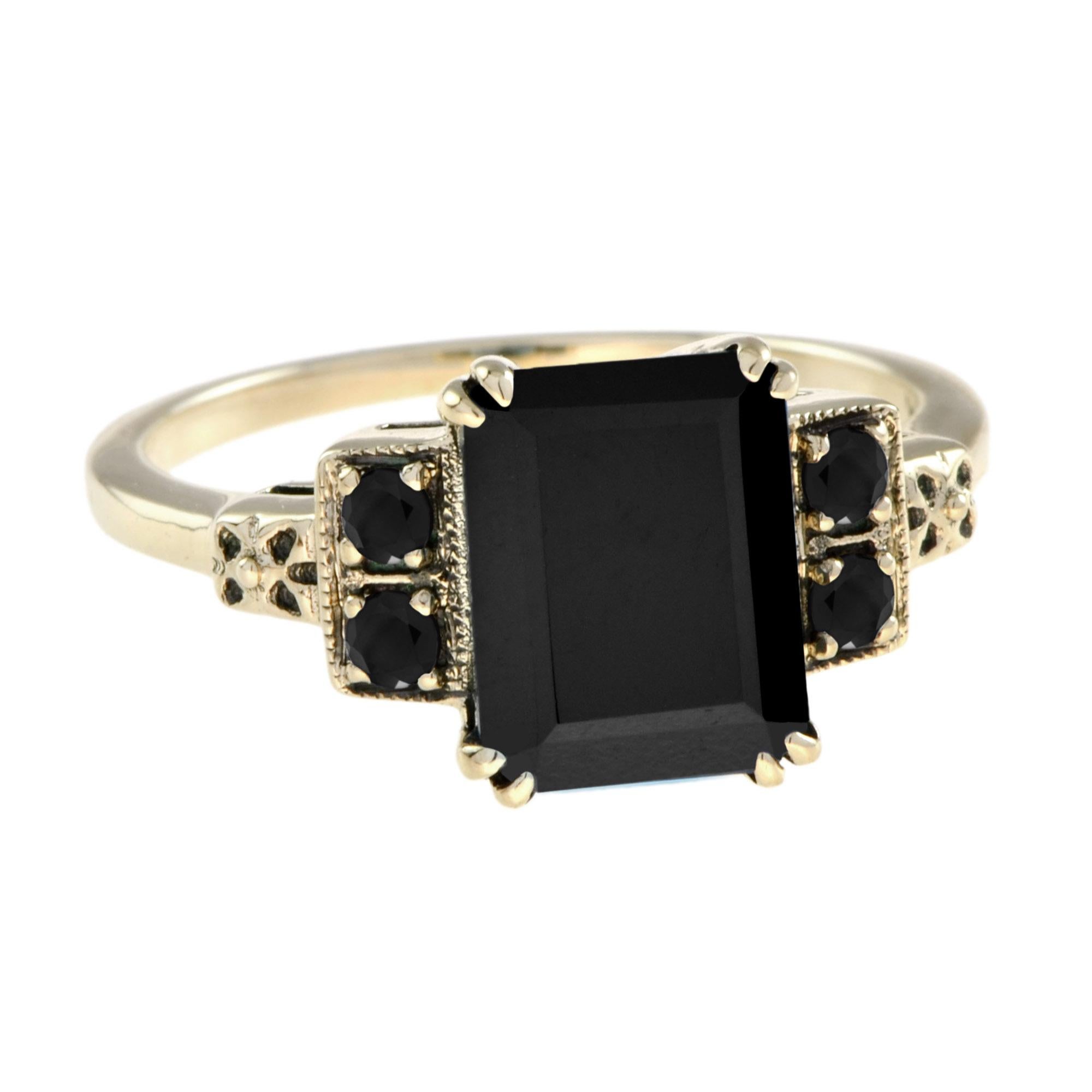 For Sale:  Marin Deep Sea Onyx Solitaire Ring in 14K Yellow Gold 3