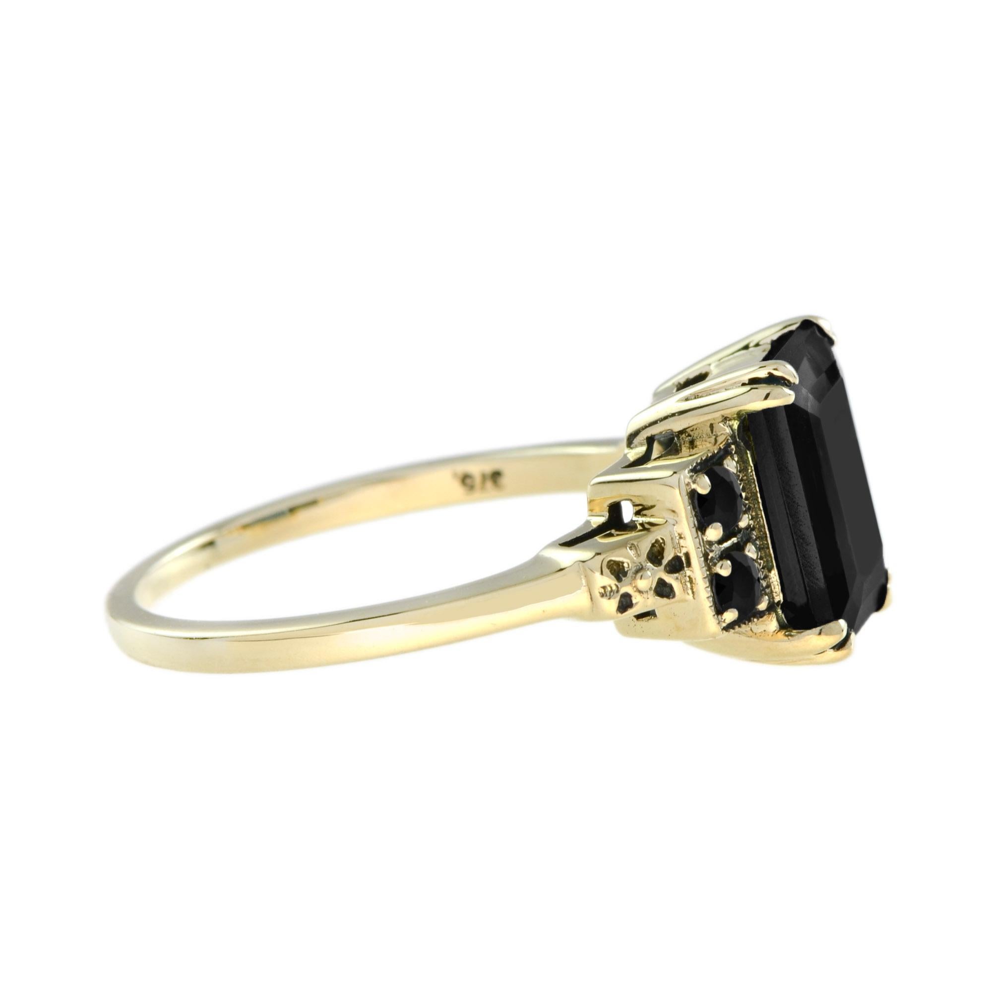 For Sale:  Marin Deep Sea Onyx Solitaire Ring in 14K Yellow Gold 4