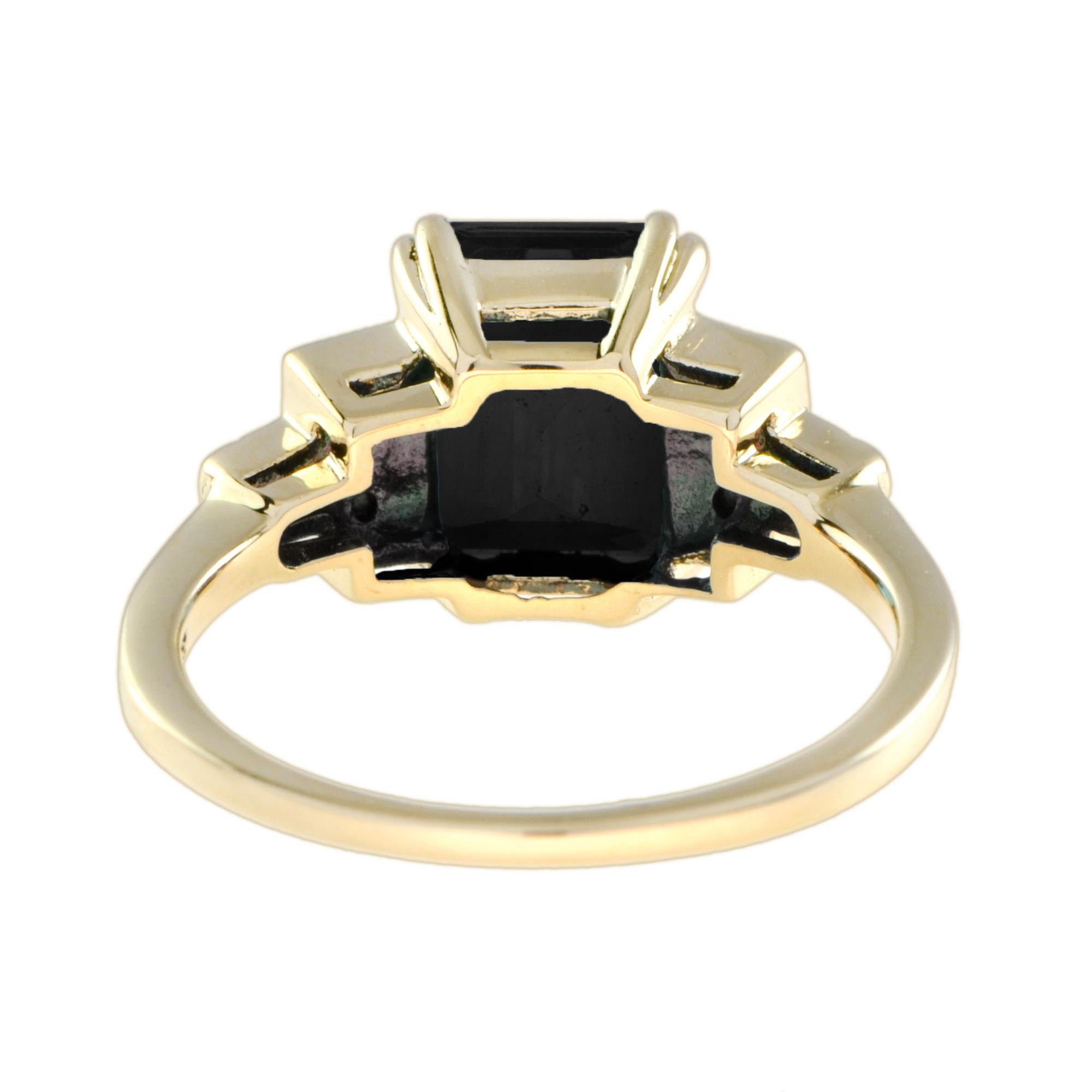 For Sale:  Marin Deep Sea Onyx Solitaire Ring in 14K Yellow Gold 5