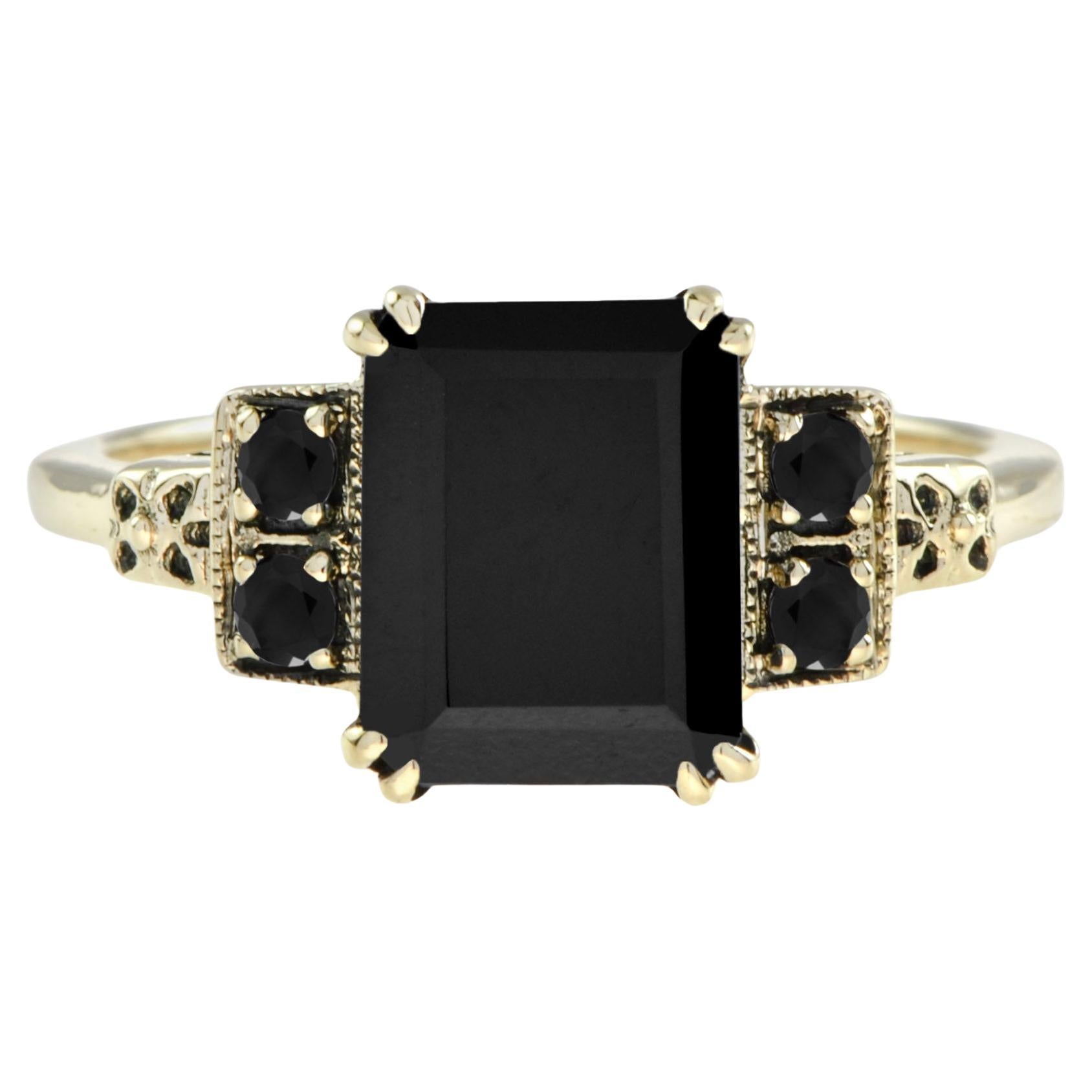 For Sale:  Marin Deep Sea Onyx Solitaire Ring in 14K Yellow Gold
