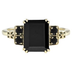 Marin Deep Sea Onyx Solitaire Ring in 14K Yellow Gold