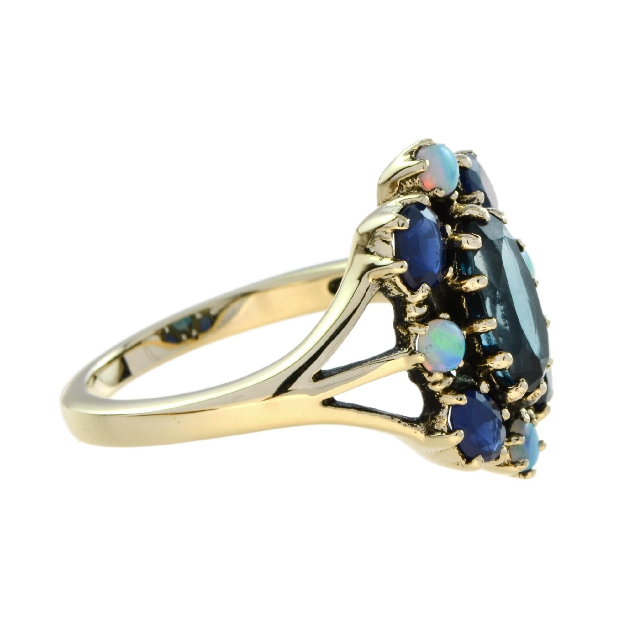 blue topaz and opal ring
