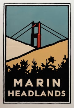Marin Headlands Original Silkscreen Poster by Michael Schwab, 1995