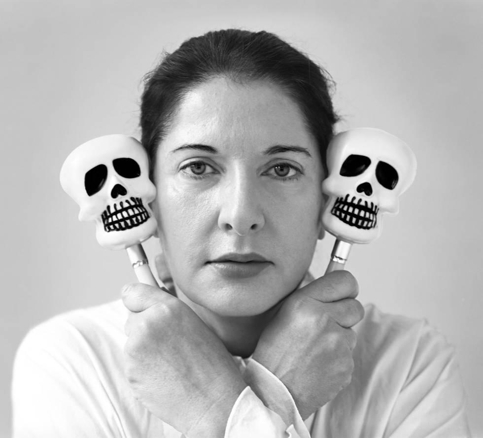 Marina Abramovic Black and White Photograph - Self Portrait with Maracas, New York